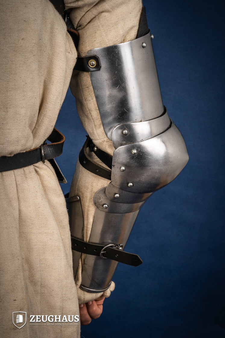 15th Century Medieval Armor - 1.6mm Polished Steel Knight Arm Armor for LARP, Cosplay & Historical Reenactment - Perfect for Renaissance Fairs, Theater Performances & Medieval Events