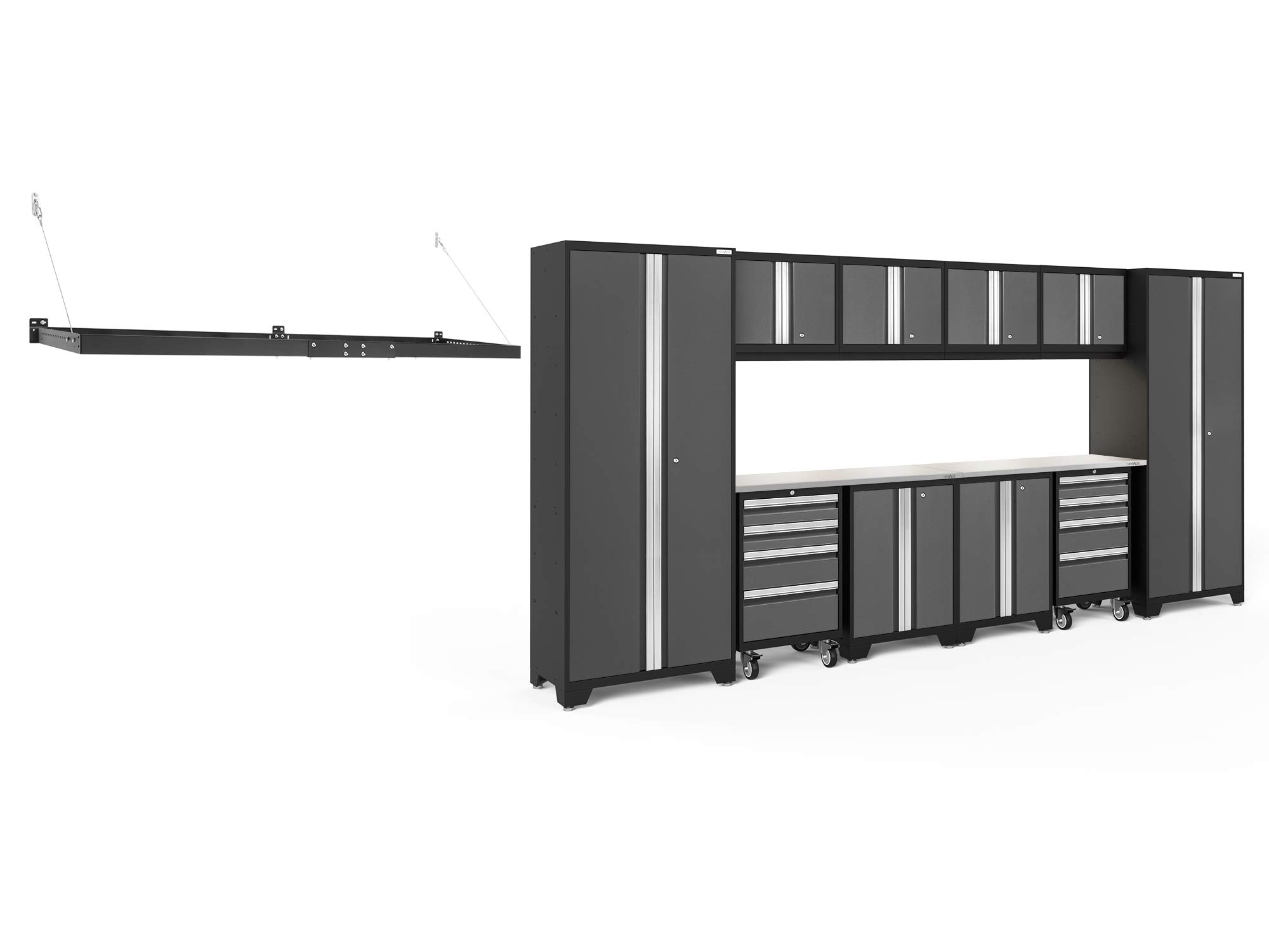 NewAge Products Bold Series Gray 12-Piece Garage Cabinet Set (Model 51591) - Heavy-Duty Storage for Tools, Equipment & Workshop Organization
