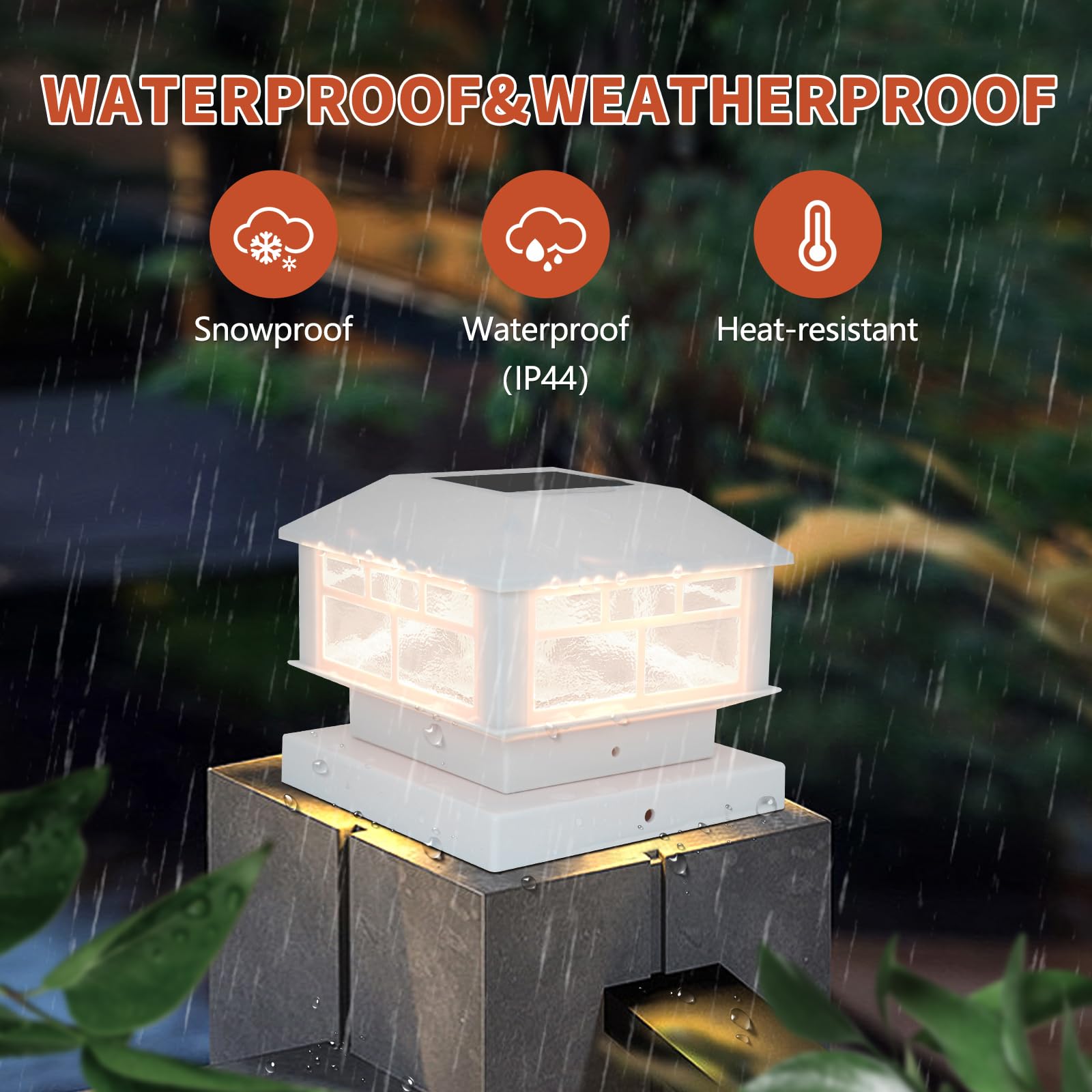 12 Pack Solar Post Lights Outdoor - 20LM Waterproof Solar Fence Cap Lights with 2 Light Modes - Fits 3.5x3.5in 4x4in 5x5in Wooden Posts - Solar Powered Deck Lights for Garden, Patio, Pathway, Fence & Backyard Decoration (White)