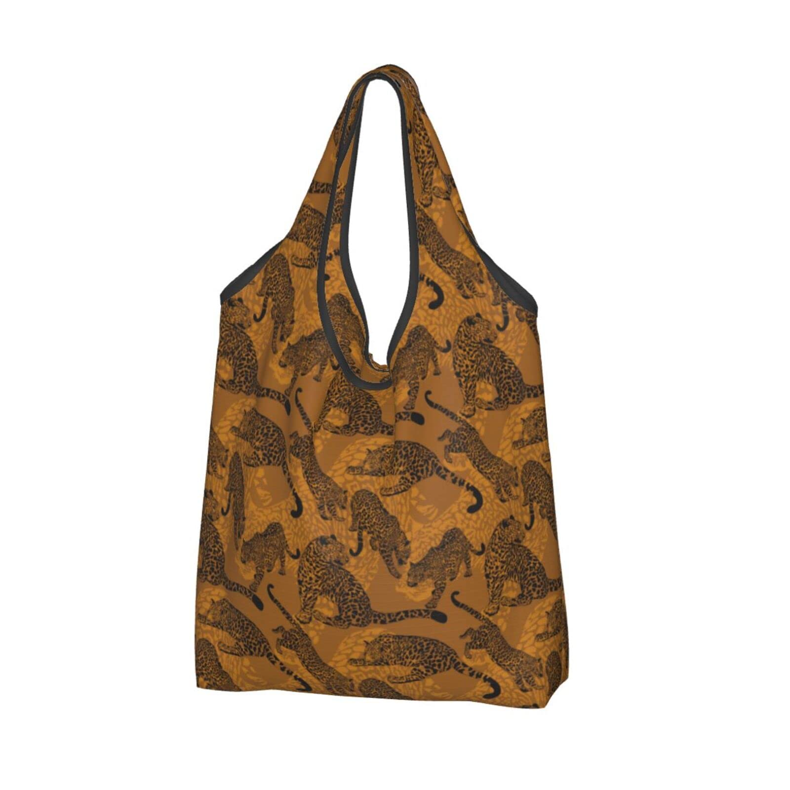 Eco-Friendly Wild Leopard Print Reusable Grocery Bags - Waterproof, Foldable & Large Shopping Tote for Supermarket, Farmers Market & Beach Trips