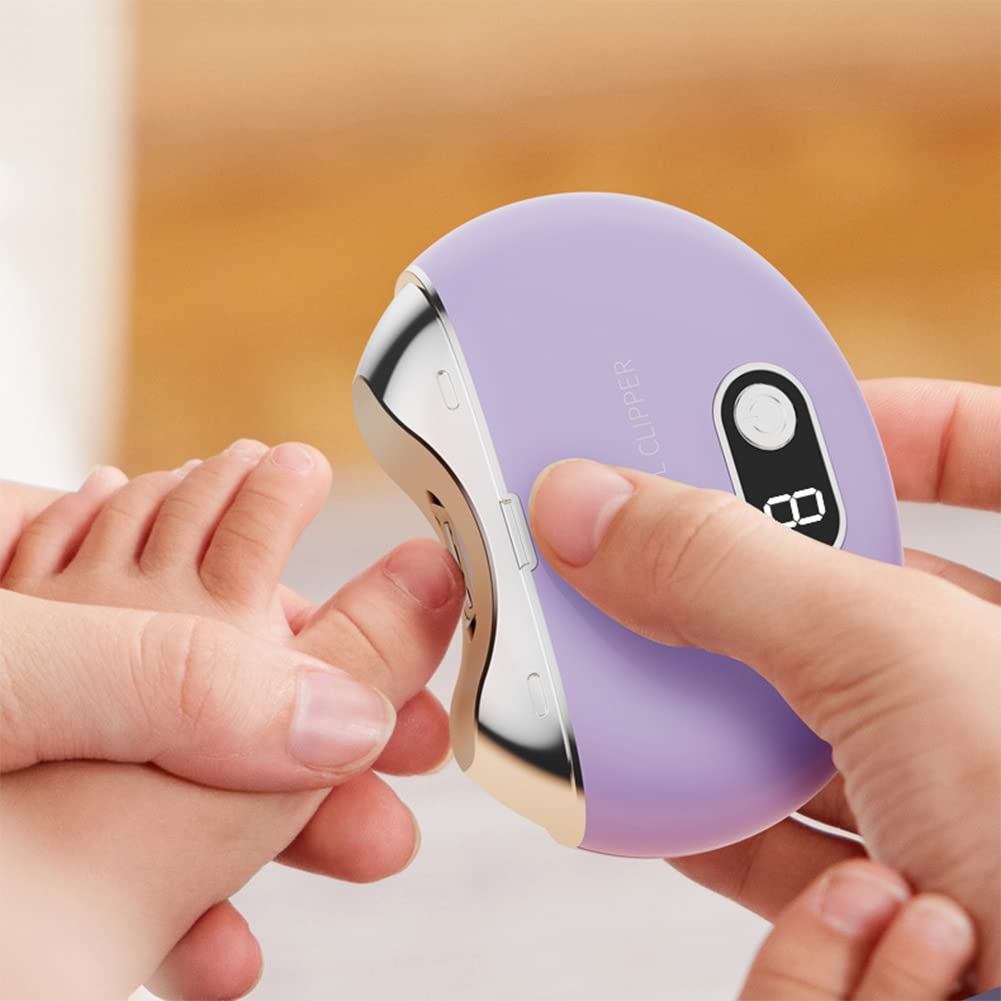 Electric Automatic Nail Clipper Set with LED Light - Safe Nail Trimmer for Babies & Adults - Perfect for Home, Travel & Pedicure Care (Red)