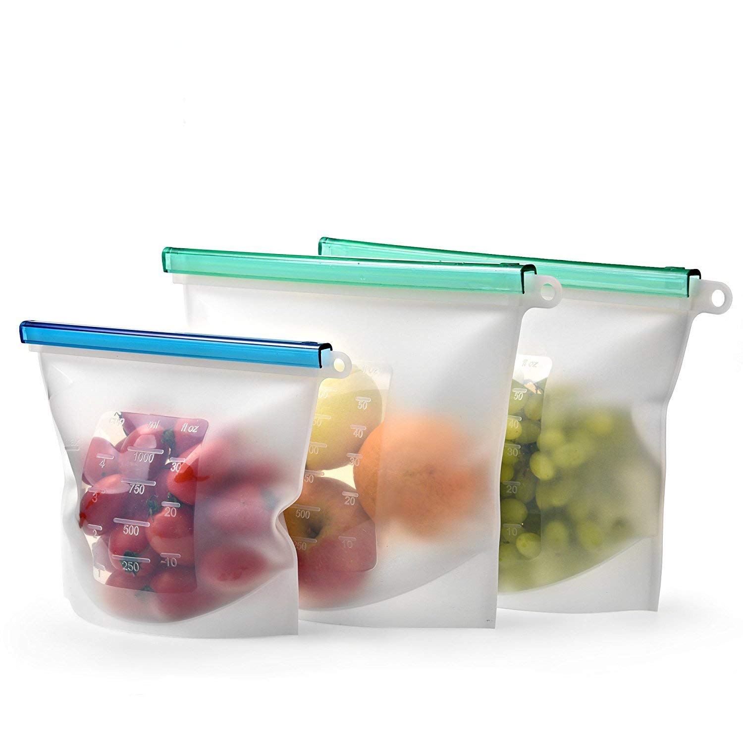 4-Pack Reusable Silicone Food Storage Bags - Airtight Freezer & Fridge Safe, Eco-Friendly Kitchen Containers for Meal Prep, Snacks, Leftovers & Sous Vide Cooking