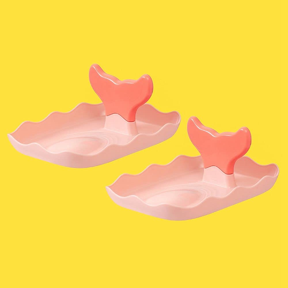 Fish Tail Shaped Plastic Pot Lid Holder & Spoon Rest - Stove Organizer, Kitchen Utensil Storage Rack for Pots, Pans & Soup Spoons (Pink) - Perfect for Stovetop Organization & Cooking Utensil Storage