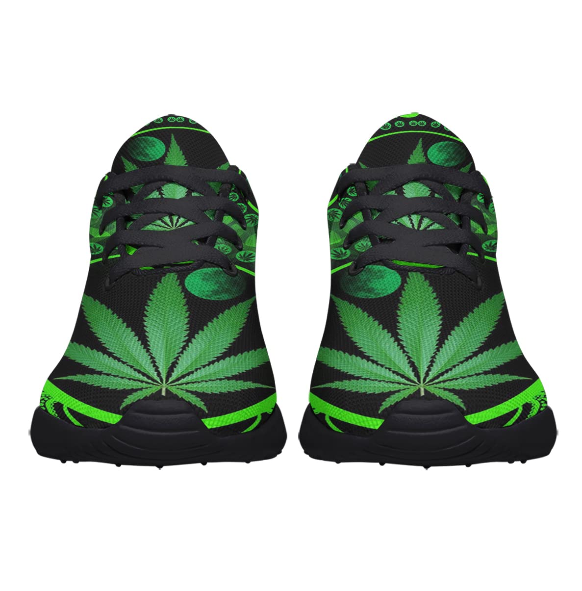 Sonzj-II Unisex Tennis Shoes - Fashionable Green Marijuana Leaf Sneakers for Women & Men | Gym, Walking, Hiking, Running, Travel & Casual Wear