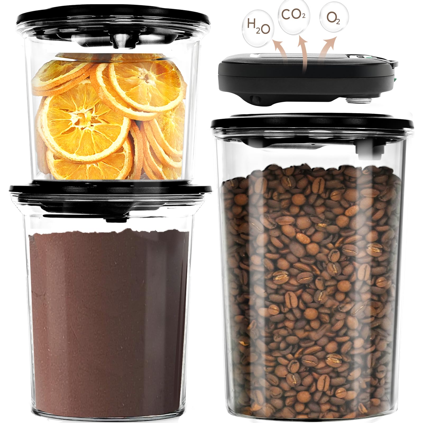 Electric Vacuum Sealer Container Set - 1L, 1.5L & 2L Airtight Food Storage Containers with Pump | BPA-Free, Smellproof & Shatterproof | Keep Food Fresh for 1 Year | Perfect for Meal Prep, Coffee Storage & Leftovers Preservation
