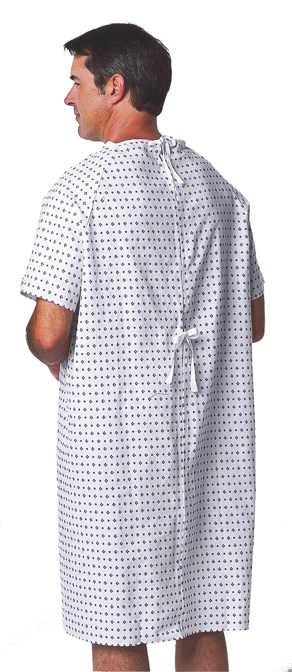 Traditional Patient Gown with Straight Back & Ties - One Size Fits Most Adults - Comfortable Medical Exam Gown for Hospitals, Clinics and Home Care Use
