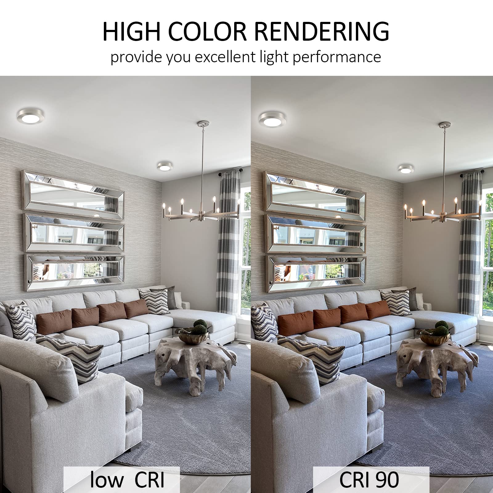 9 Inch Round LED Flush Mount Ceiling Light - 60W Equivalent, CCT Selectable (2700K-5000K), CRI 90+, Dimmable, Damp Rated, ETL Certified, Brushed Nickel Finish - 10 Pack - Perfect for Kitchens, Bathrooms, Hallways and Commercial Spaces