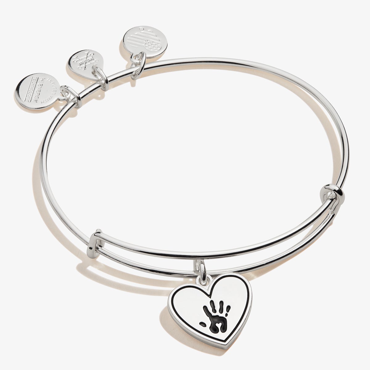 Forever Touched My Heart Charm Bangle - Sterling Silver Adjustable Bracelet for Women, Romantic Gift for Her - Perfect for Anniversaries, Valentine's Day & Special Occasions