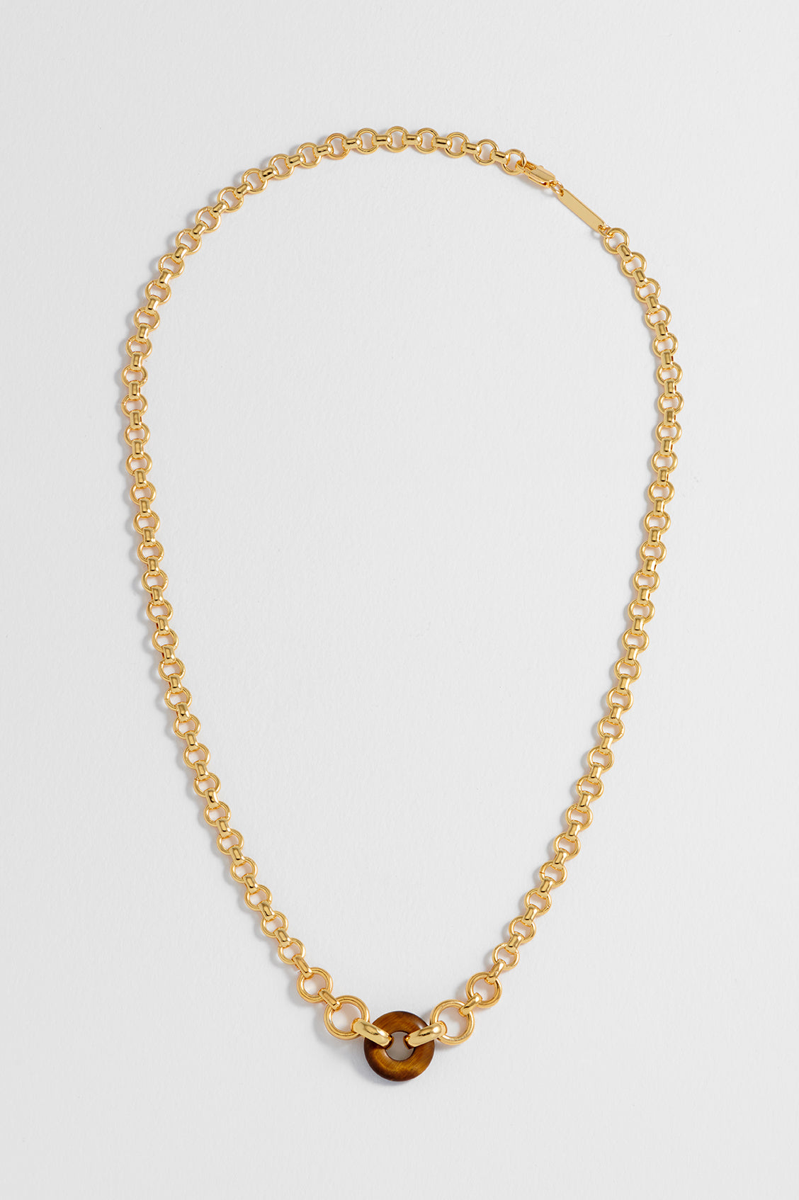 Tigers Eye Graduated Round Link Chain Necklace - Natural Stone Jewelry for Women - Perfect for Layering, Gift Giving & Everyday Wear