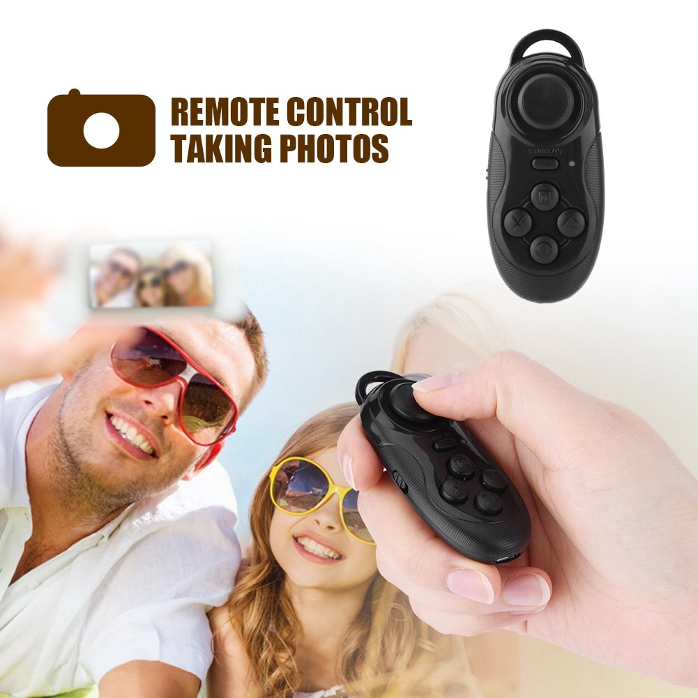 Wireless Gamepad Controller for iOS Android PC TV - 3D VR Glasses Remote & Selfie Camera Shutter - Perfect for Gaming, VR Experiences, and Wireless Photography (Black)