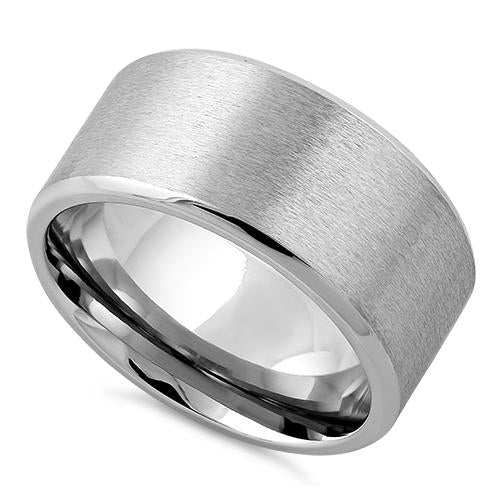 Stainless Steel Polished Beveled Satin Finish Band Ring for Men & Women - Wedding, Engagement, Anniversary Jewelry Gift - Everyday Wear & Special Occasions