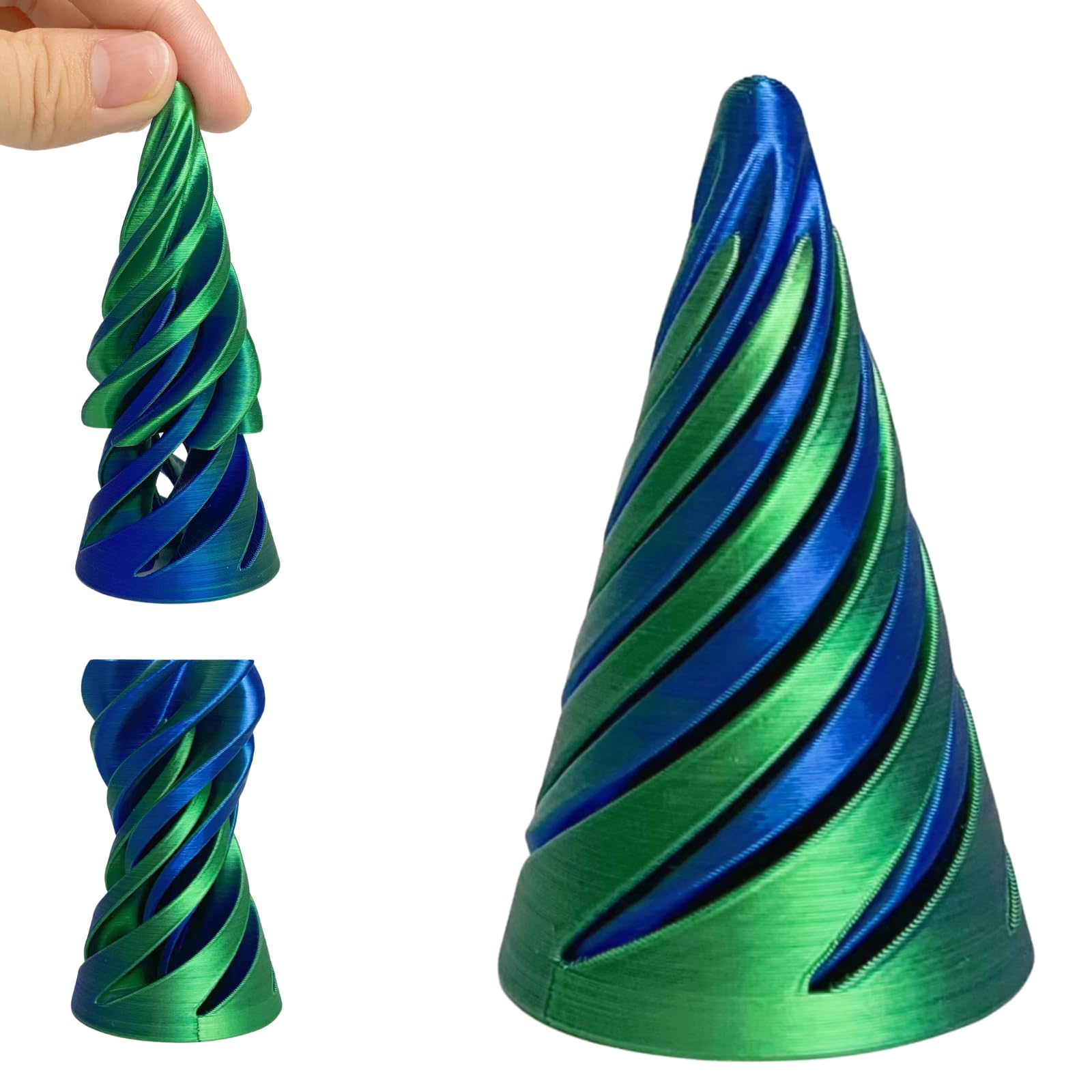 3D Printed Impossible Pyramid Passthrough Sculpture - Spiral Cone Fidget Toy for Stress Relief | Mini Vortex Thread Illusion Desk Decor | Unique Gift for Office, Home & Anxiety Relief (Great for ADHD Focus & Sensory Play)