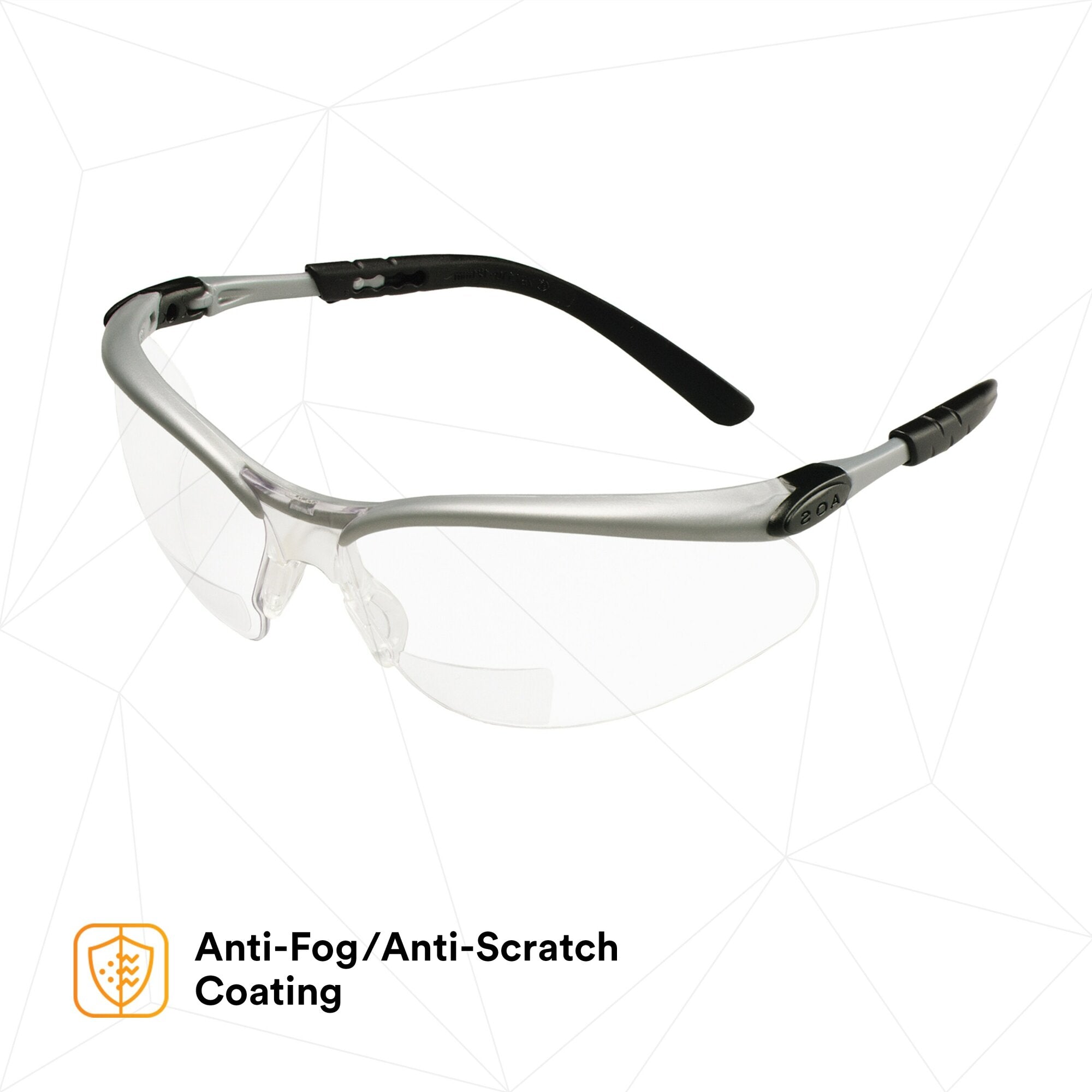 3M BX Reader Protective Eyewear 11374-00000-20 - Clear Lens Safety Glasses with Silver Frame - Perfect for Reading, Lab Work & DIY Projects