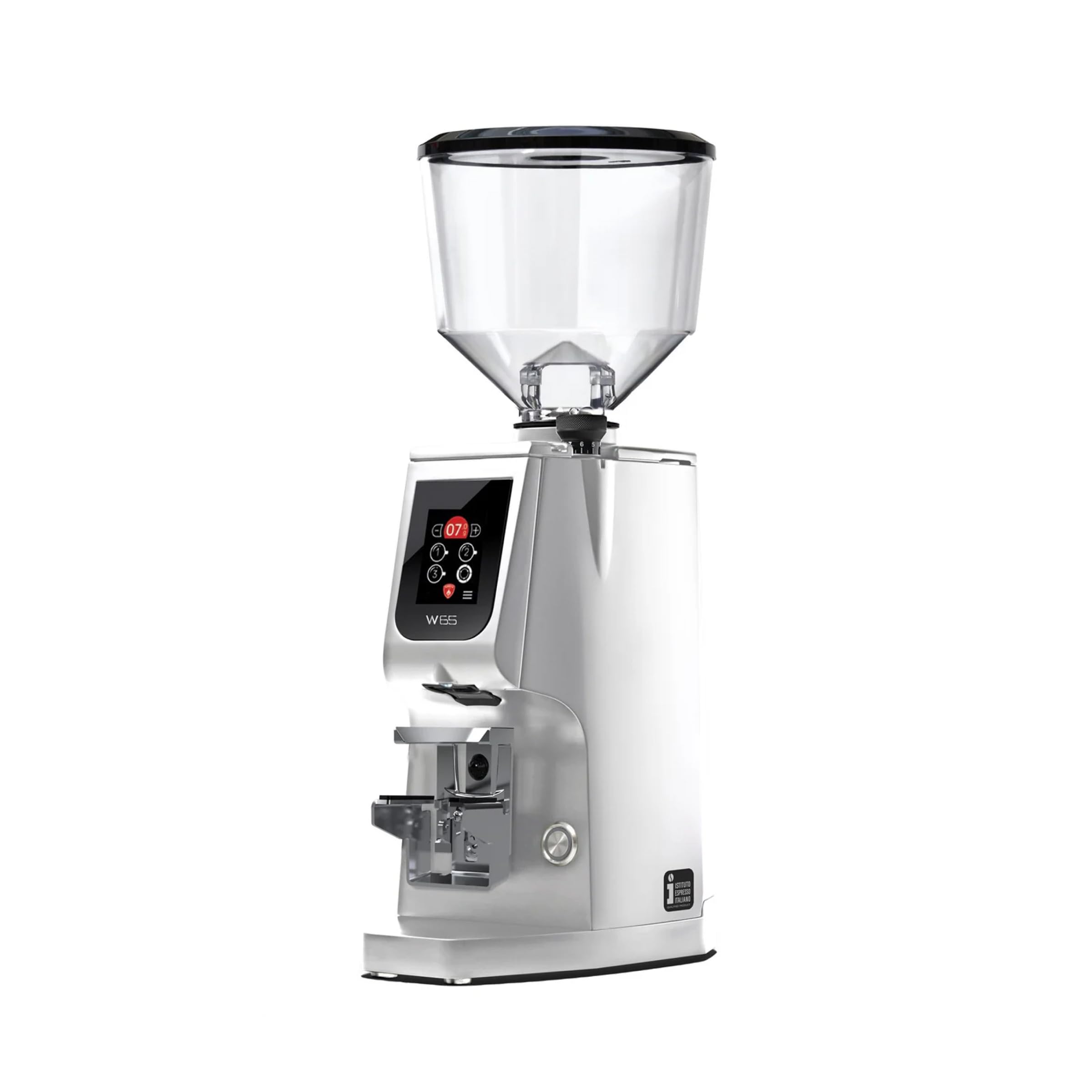 Eureka Atom W 65 Espresso Grinder - 65mm Flat Burr, Silent Grinding Technology, Precise Grind-by-Weight System (Silver) - Perfect for Home Baristas & Specialty Coffee Shops