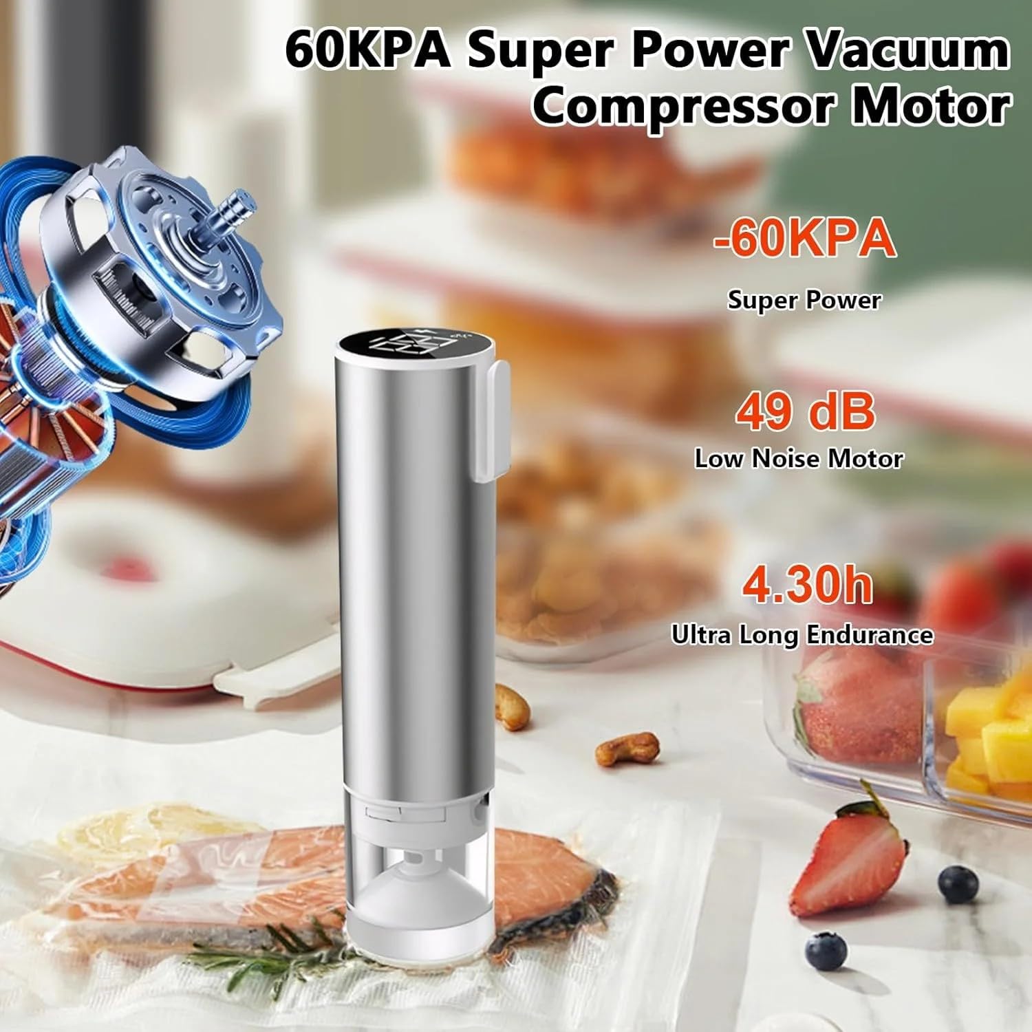 Portable Cordless Handheld Vacuum Sealer for Food Preservation - Includes 10 Reusable Zipper Bags, Dry & Moist Modes, Mason Jar Sealer & Inflation Needle (1 Pump + 10 Bags) - Perfect for Kitchen, Camping & Meal Prep
