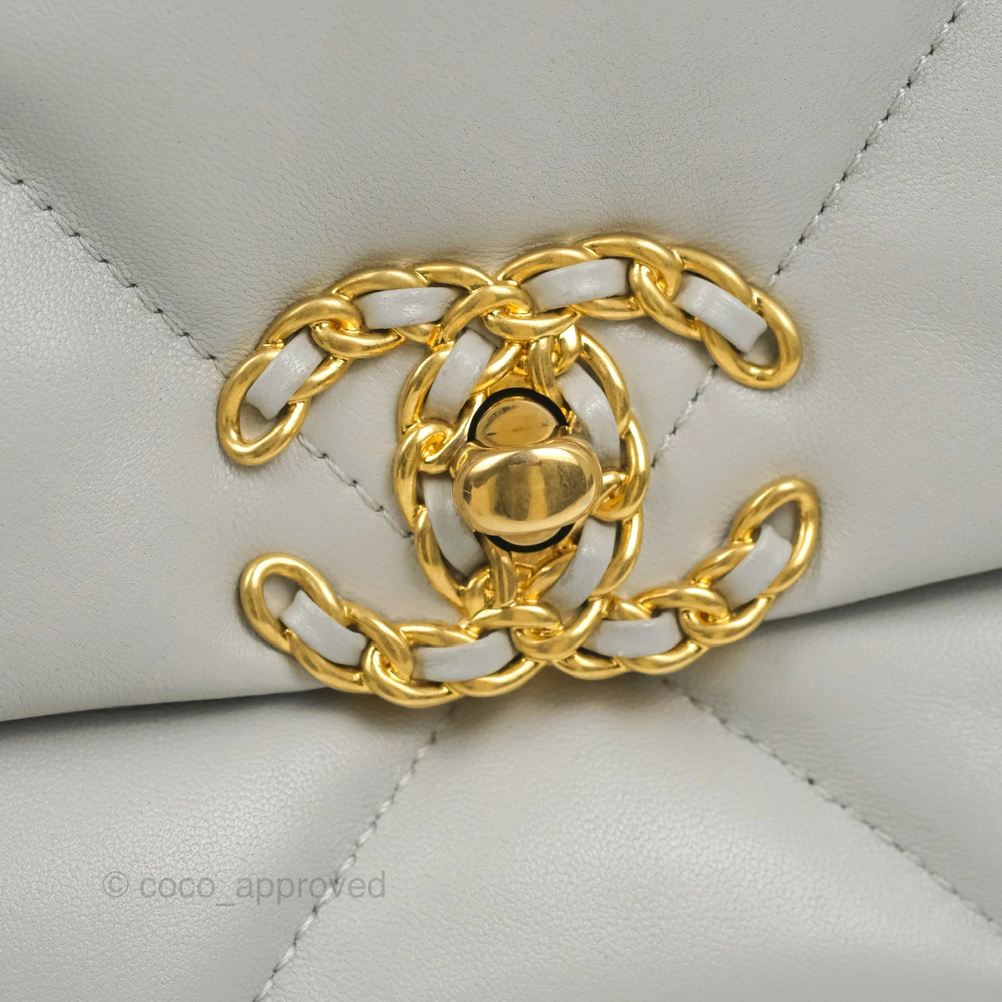 Chanel 19 Small Grey Lambskin Leather Bag with Mixed Gold & Silver Hardware - Perfect for Everyday Luxury & Evening Events