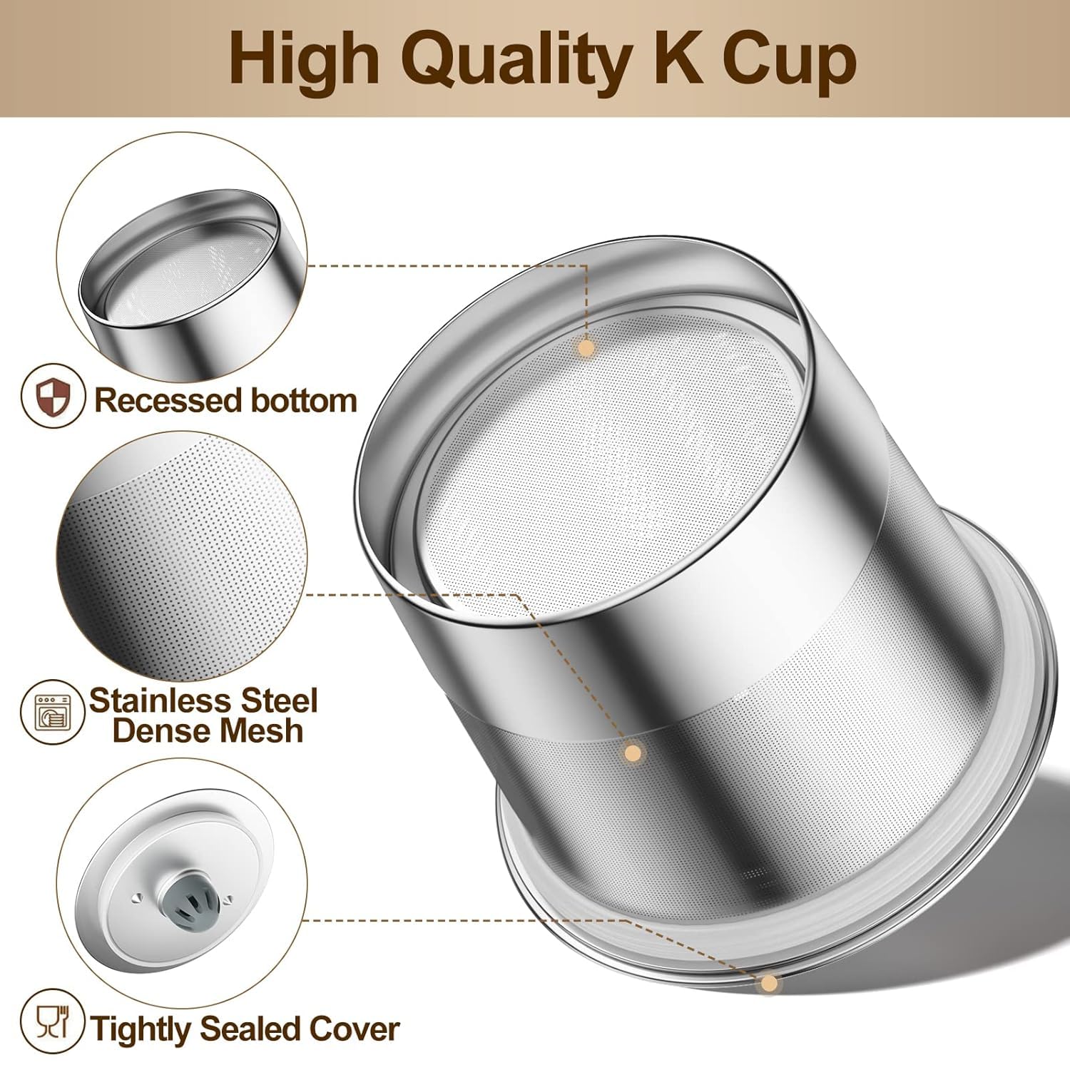 Reusable K Cups for Keurig 1.0 & 2.0 - Stainless Steel Coffee Filters (2 Pack) - Perfect for Home & Office Brewing