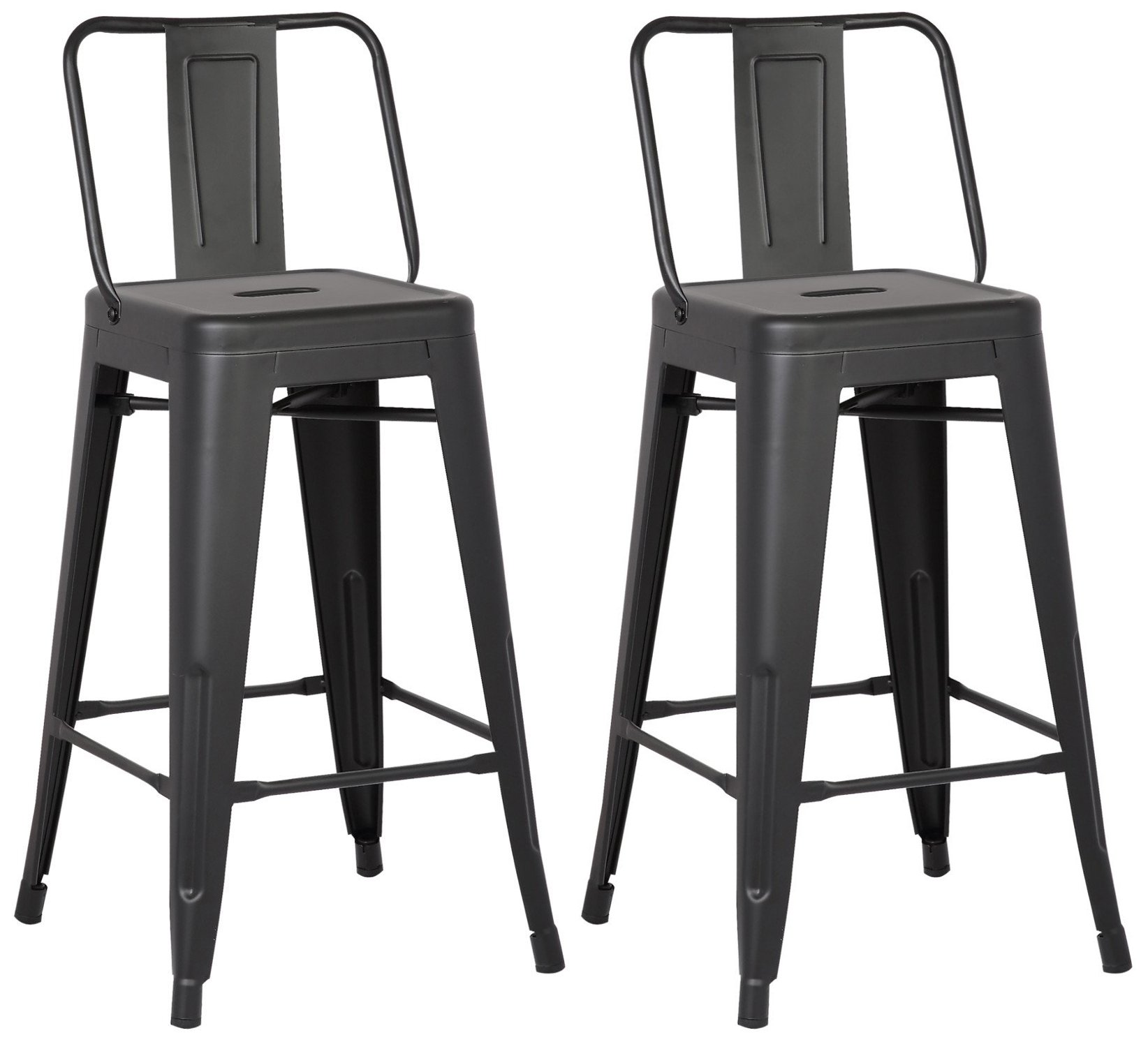 Modern Industrial Metal Bar Stools Set of 2 - 30