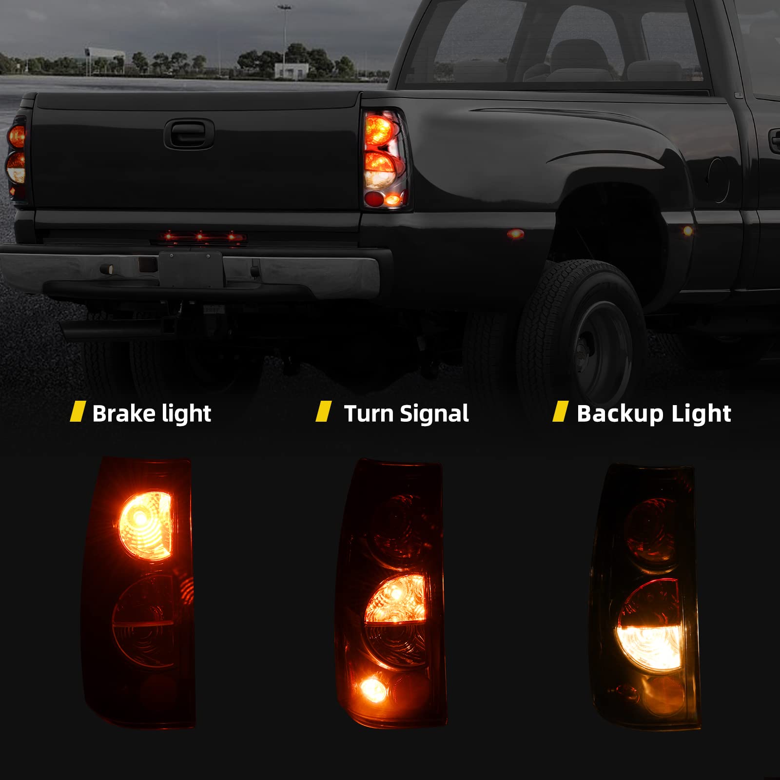 DWVO Headlights and Tail Lights Assembly for 1999-2002 Chevy Silverado 1500/2500 & 2001-2002 Silverado HD Models - Black Housing Headlights with Clear Lens Taillights Combo Kit | Perfect for Off-Roading, Night Driving & Vehicle Restoration Projects