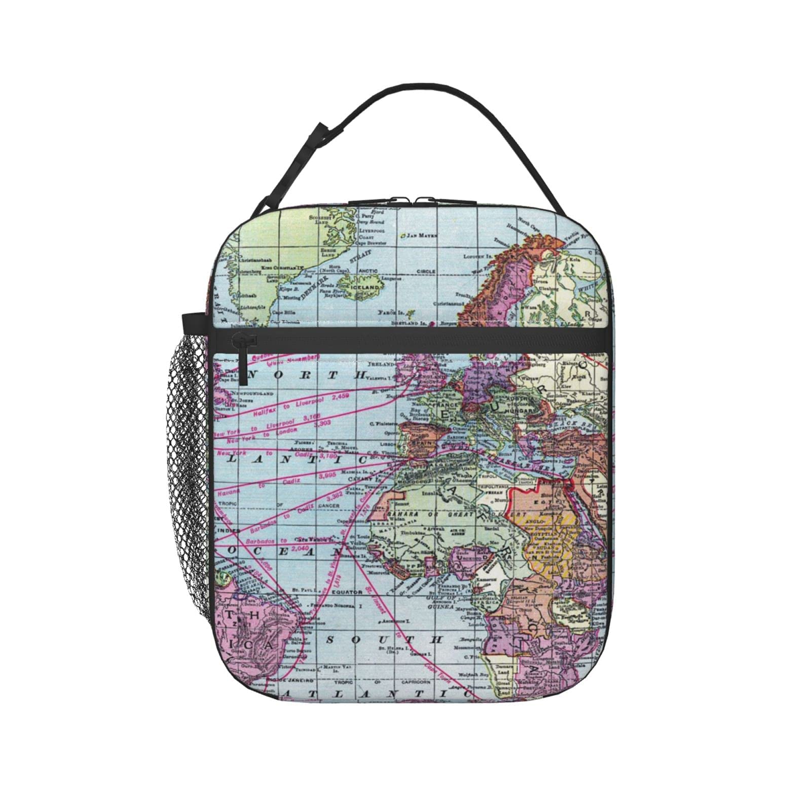 Vintage World Map Insulated Lunch Bag - Reusable Thermal Tote for Men, Women & Kids - Perfect for Office, School, Picnic & Travel - Leakproof & Eco-Friendly Lunch Box with Cool Design - Great Gift Idea for Students & Professionals