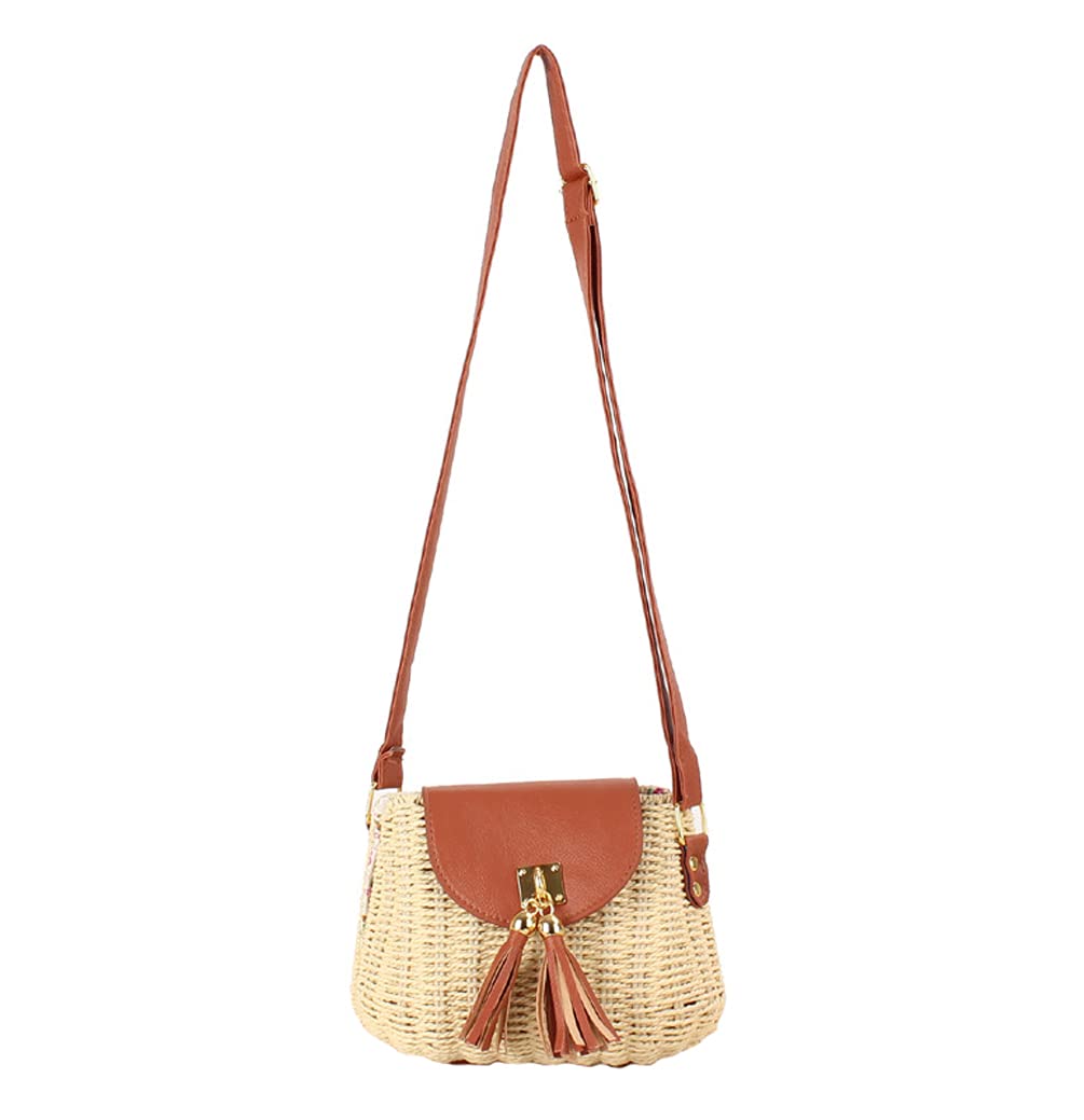 Vintage Straw Summer Purse for Women - Fashionable Beach Bag with Wide Brim - Perfect for Vacation, Pool Party & Outdoor Activities