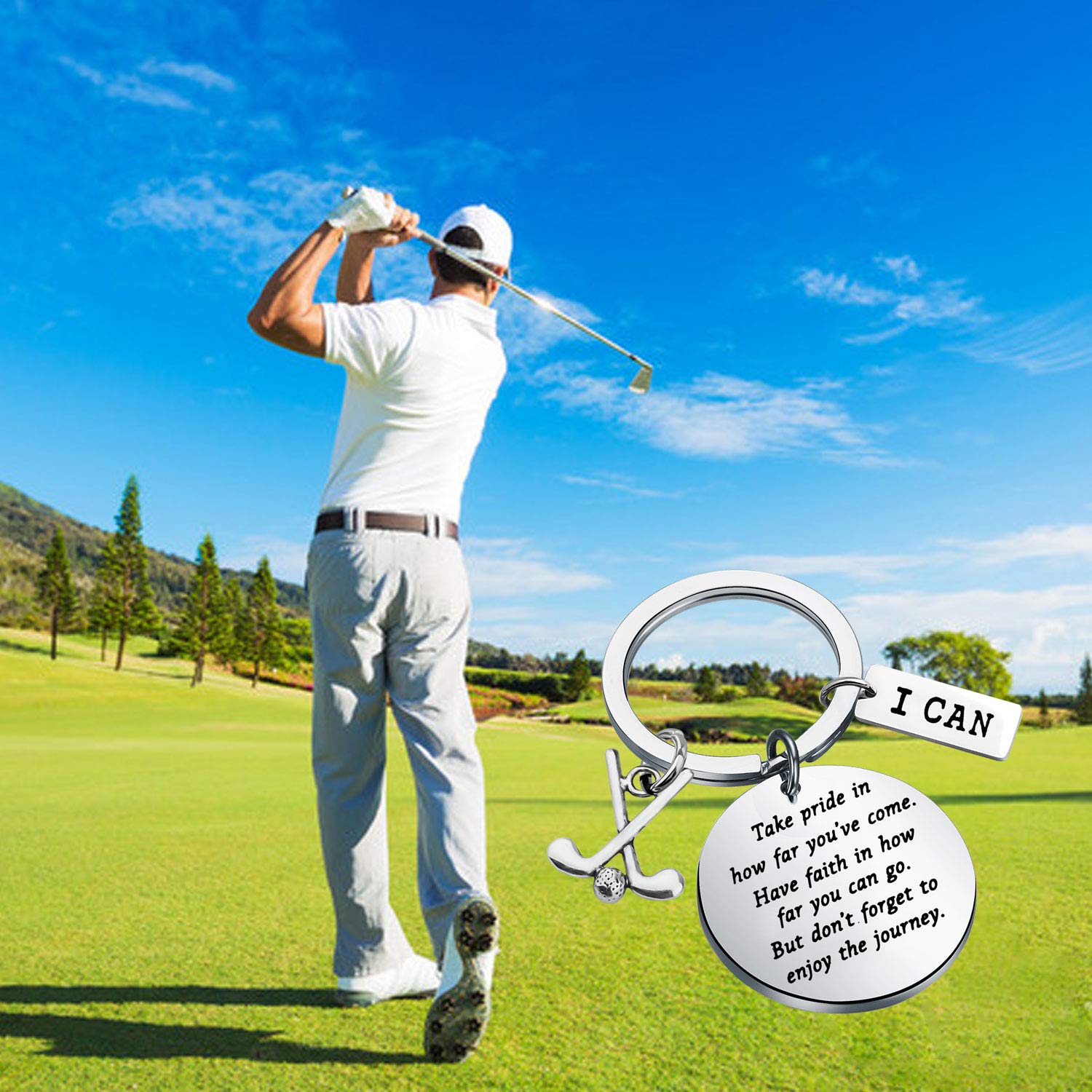FUSTMW Golf Keychain - Inspirational Golf Gift for Golfers, Golf Team & Club Members - Perfect for Tournaments, Awards & Player Appreciation