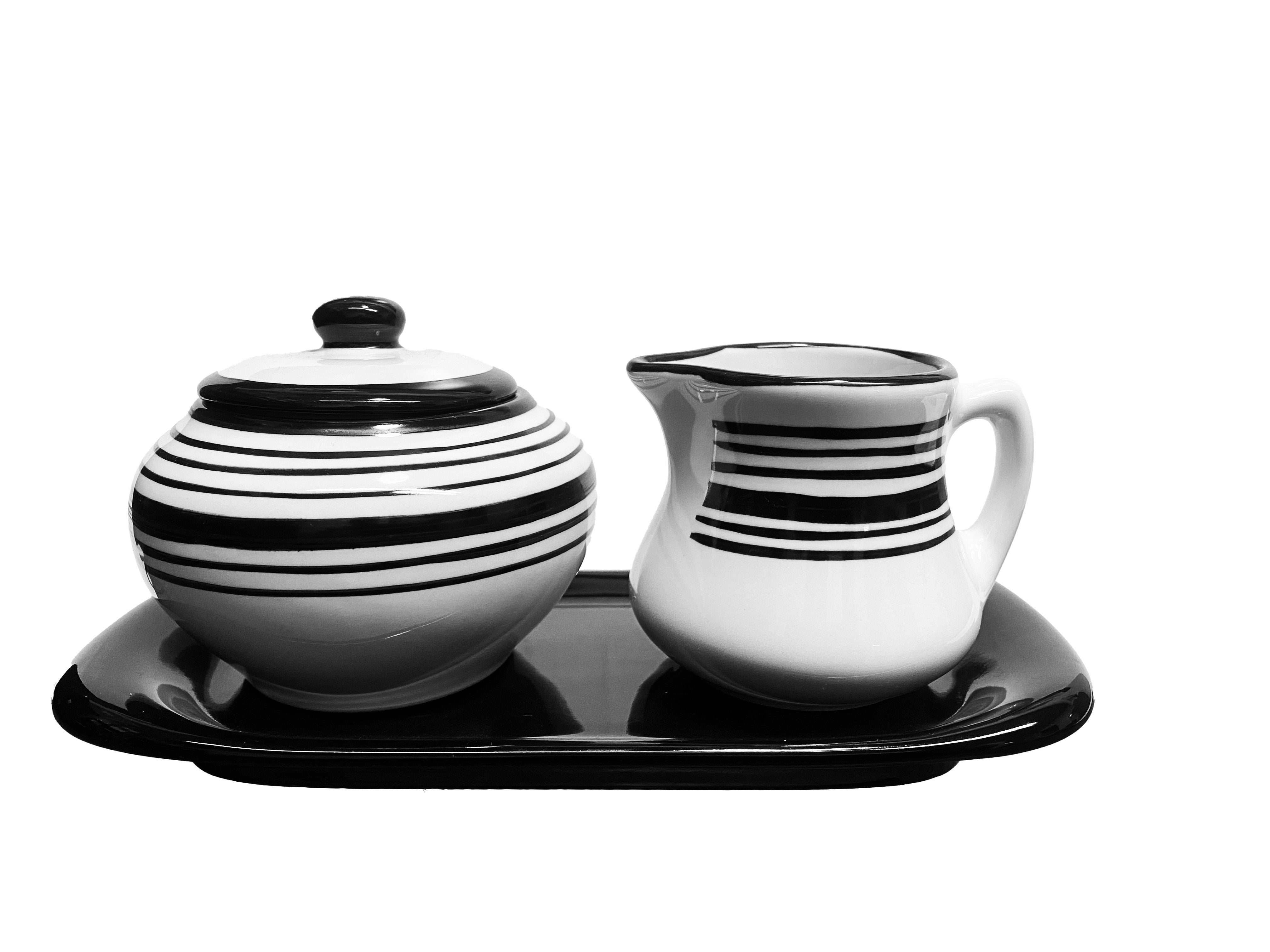 Elegant White & Black Tuxedo Sugar and Creamer Set - Perfect for Coffee, Tea, and Dessert Serving at Home, Cafes, or Restaurants