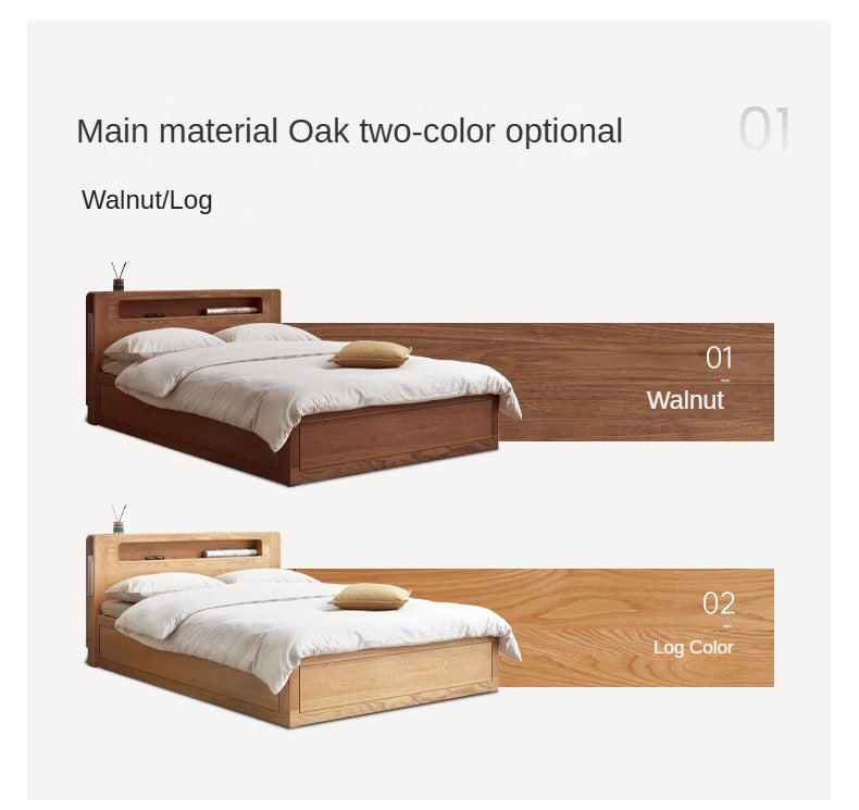 Premium Oak Solid Wood Luminous Box Bed - Durable Nightstand with Glow-in-the-Dark Features for Bedroom, Guest Room, and Kids Room Decor