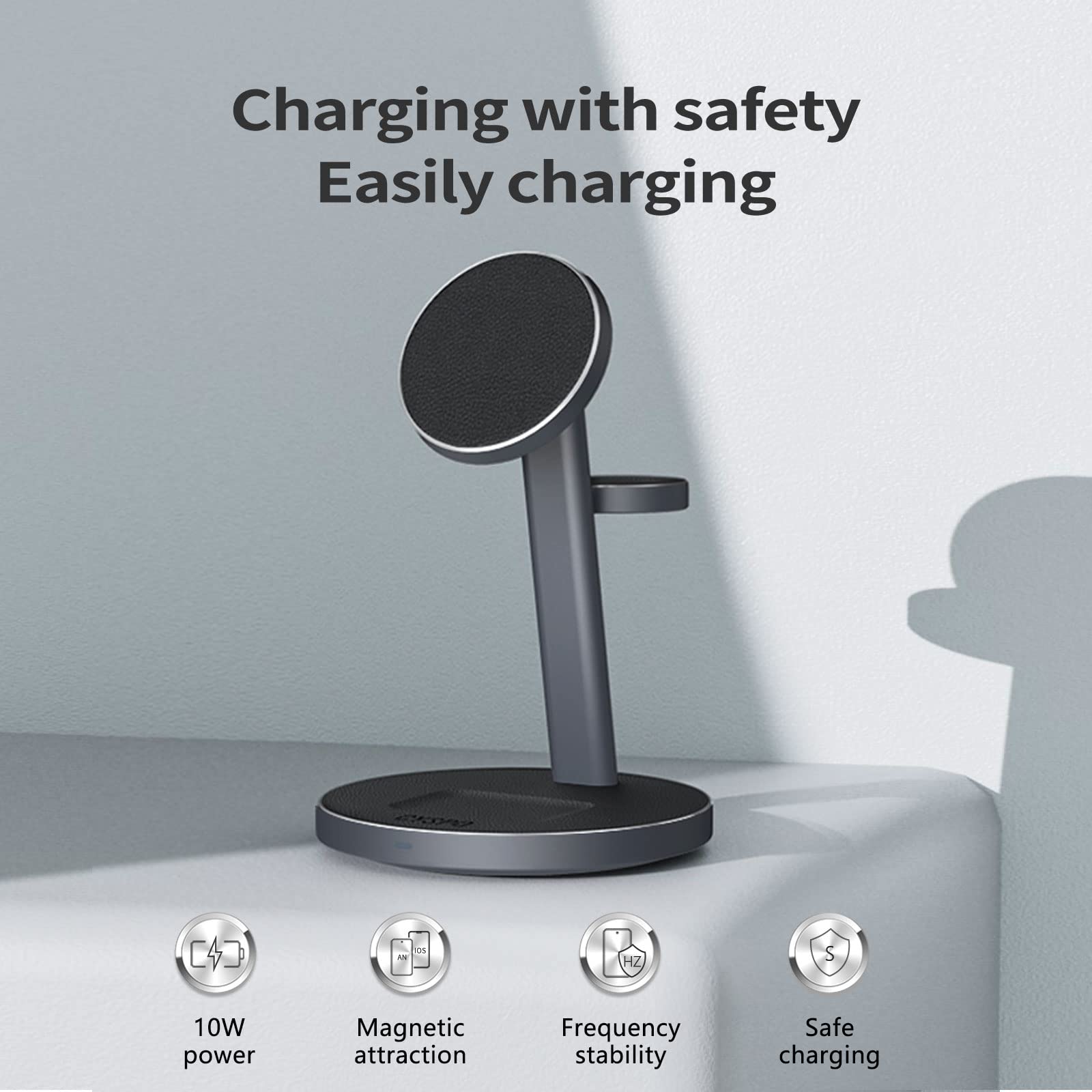 3-in-1 Magnetic Wireless Charging Station for iPhone 15/14/13/12 Series, Apple Watch & AirPods - Fast MagSafe Charger with Aluminum Alloy Stand (Includes Cable & Wall Adapter) - Perfect for Home, Office & Travel Charging