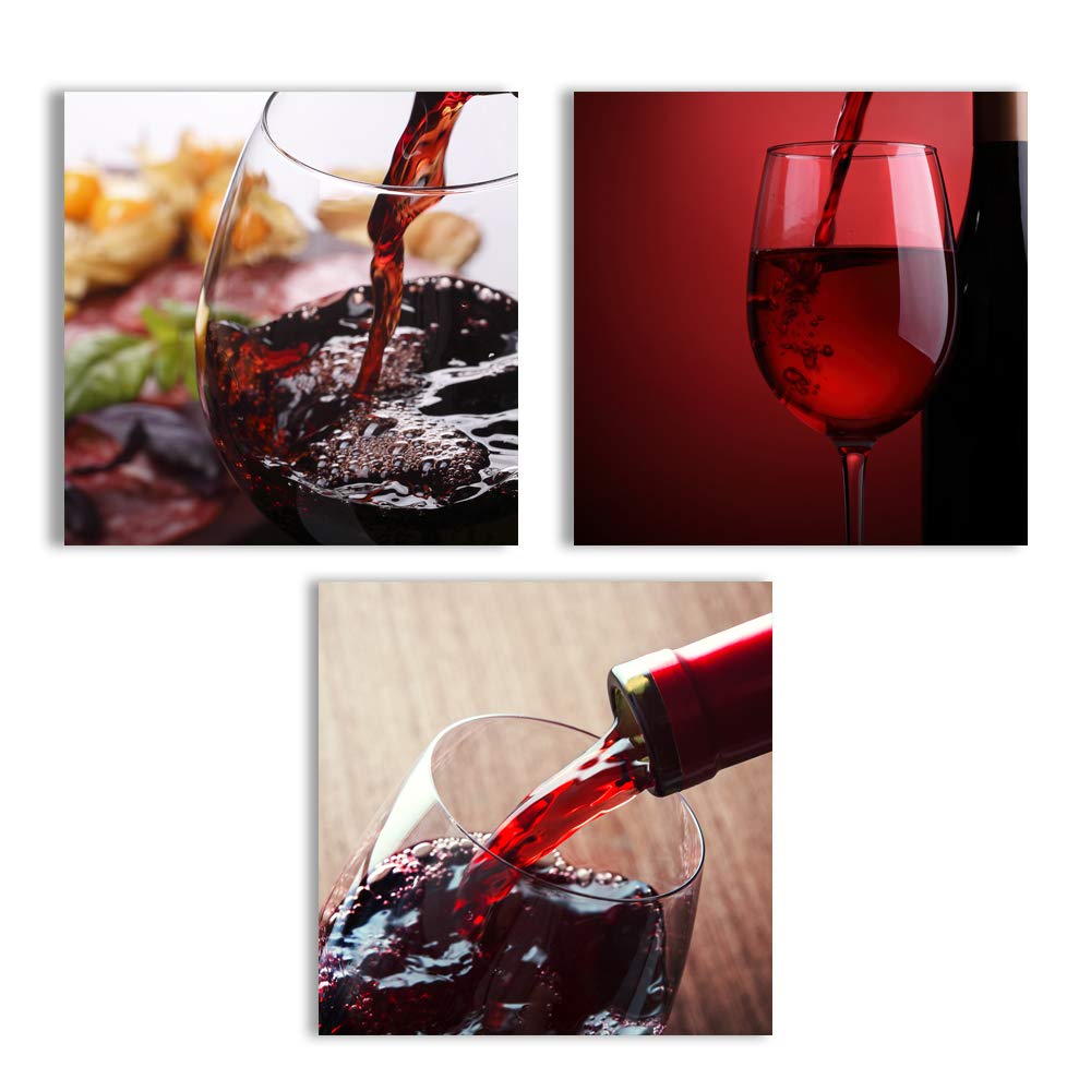 Abstract Vintage Wine Cup Canvas Wall Art - Stretched & Framed 3-Panel Set (24