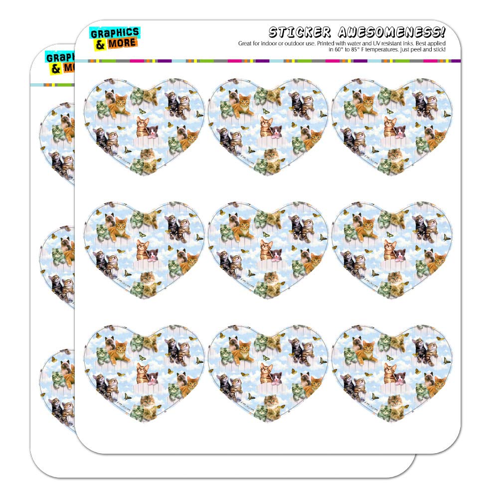 Heart Shaped Planner Stickers - Kittens, Cats & Butterflies Pattern for Scrapbooking & DIY Crafts | Perfect for Journals, Calendars, Bulletins & Gift Decoration