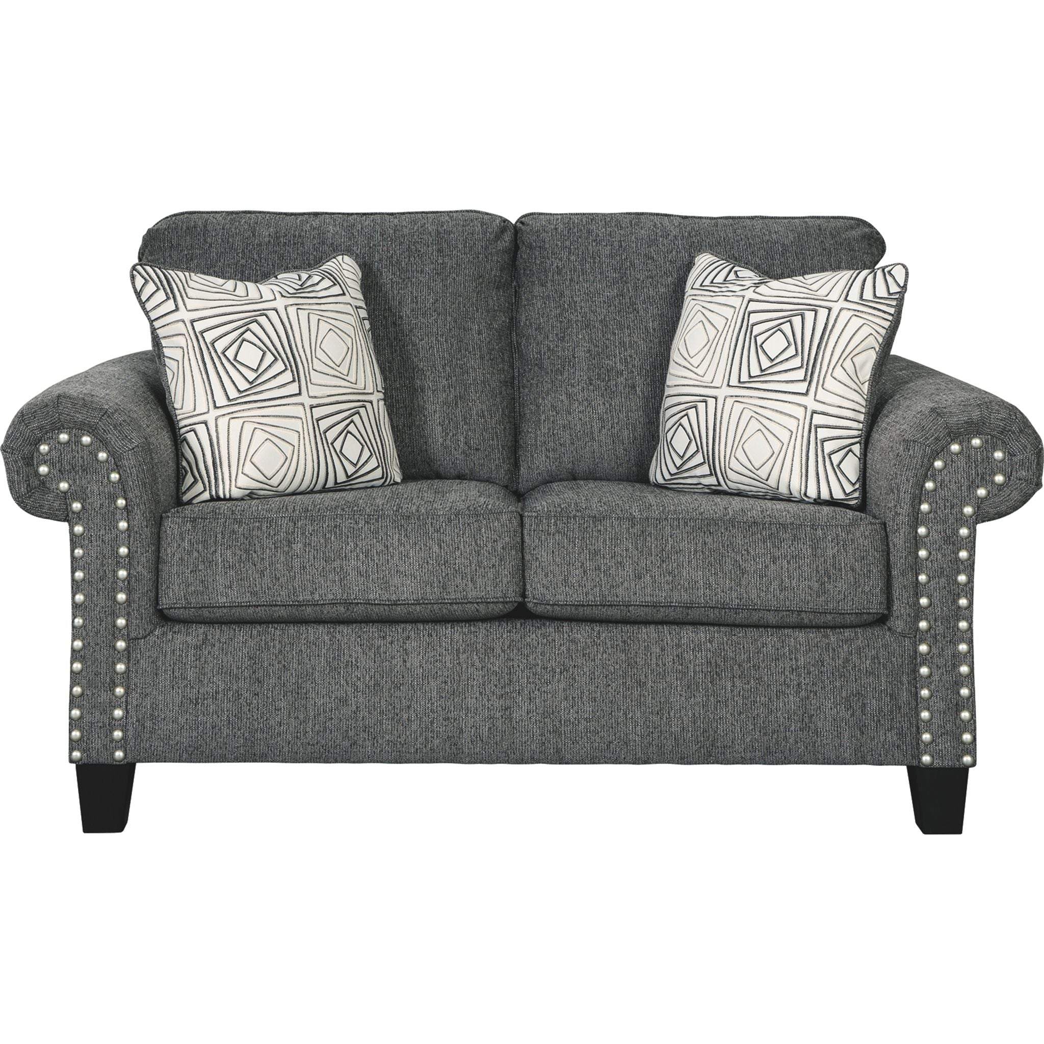 Agleno Loveseat Sofa - Modern Charcoal Gray Fabric 2-Seater Couch for Living Room, Apartment, and Small Spaces