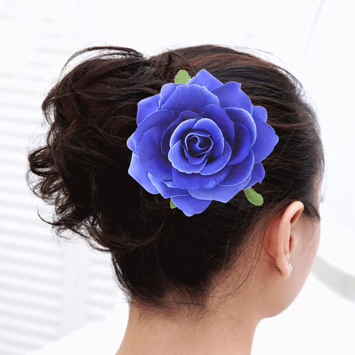 Uonlytech 2-in-1 Rose Flower Hair Clip & Brooch - Large Artificial Fabric Rose Hair Accessories for Women, Girls, Bridal Party - Perfect for Weddings, Prom, Parties & Special Occasions (Sky Blue)