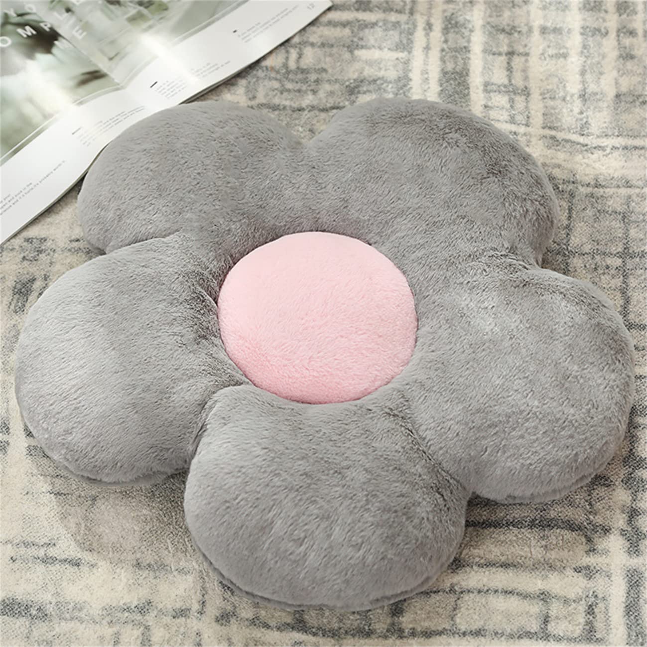 Little Daisy Sofa Pillow - Cute Flower Bay Window Cushion, Sunflower Throw Pillow for Office Chair & Seat Cushion (Grey) - Perfect for Living Room Decor, Bedroom Accent & Cozy Reading Nook