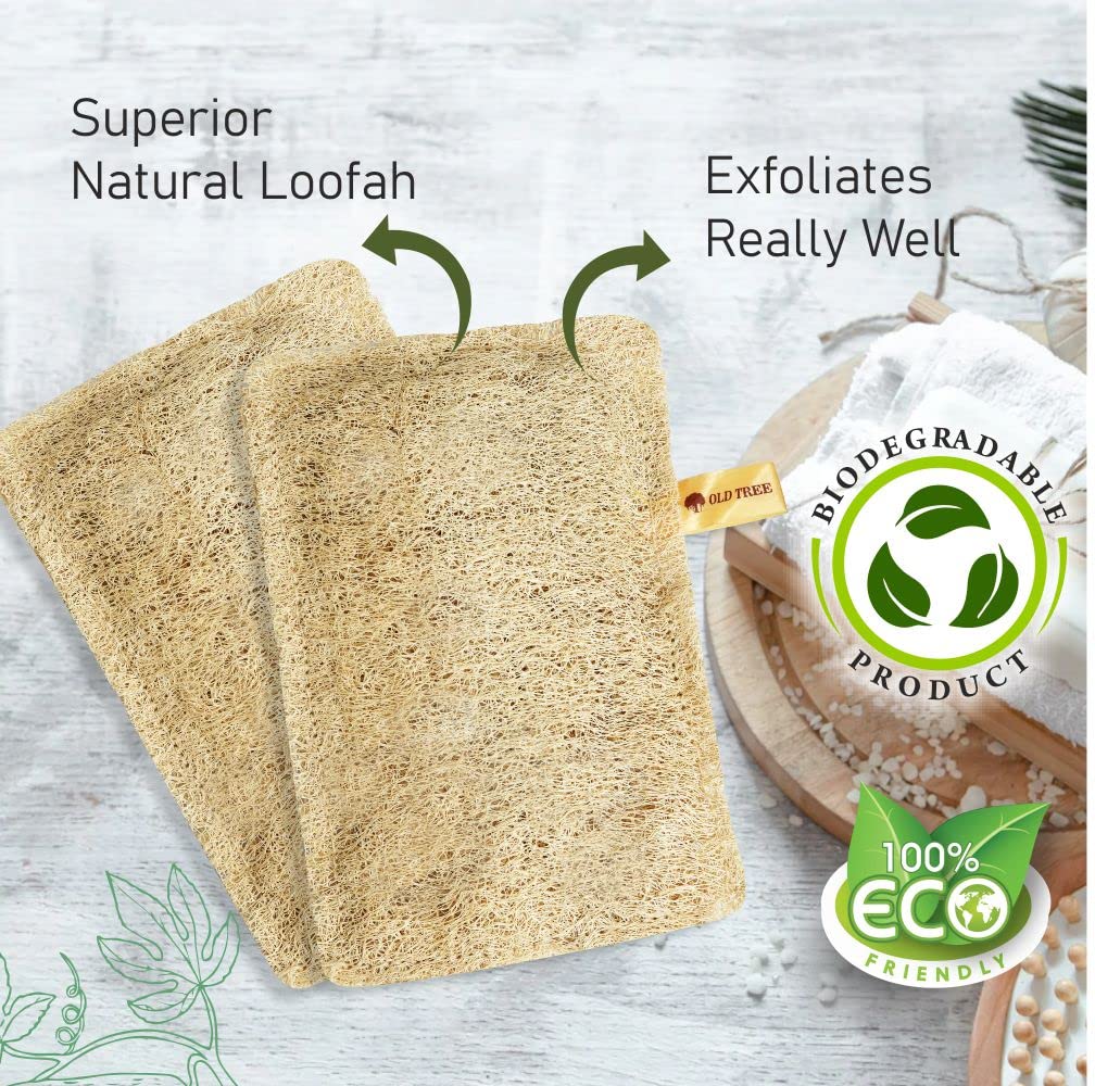 Organic Loofah Sponge Body Scrubber for Men & Women - 4 Pack Eco-Friendly Bath Exfoliator | Biodegradable Skin Care for Sensitive Skin | Perfect for Shower, Spa & Daily Exfoliation Routine