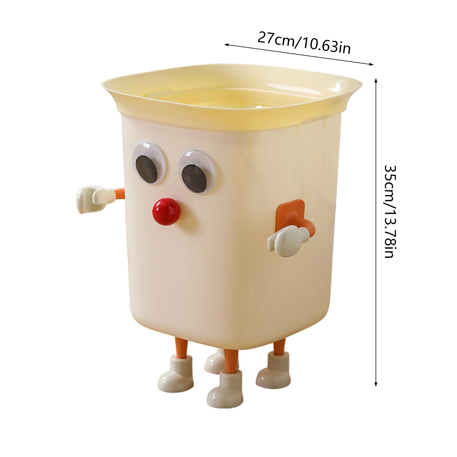 Large Capacity Trash Can with Foot Pedal & Handle - Funny Big Eye Garbage Bin for Kitchen, Bathroom, Office & Home Use - Durable Container Bin for Waste Disposal & Recycling