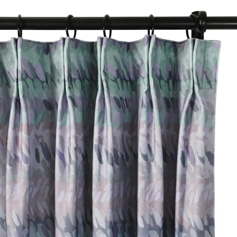 Amy Switzer Printed Velvet Pleated Curtains - Elegant Window Drapes for Living Room, Bedroom & Home Decor