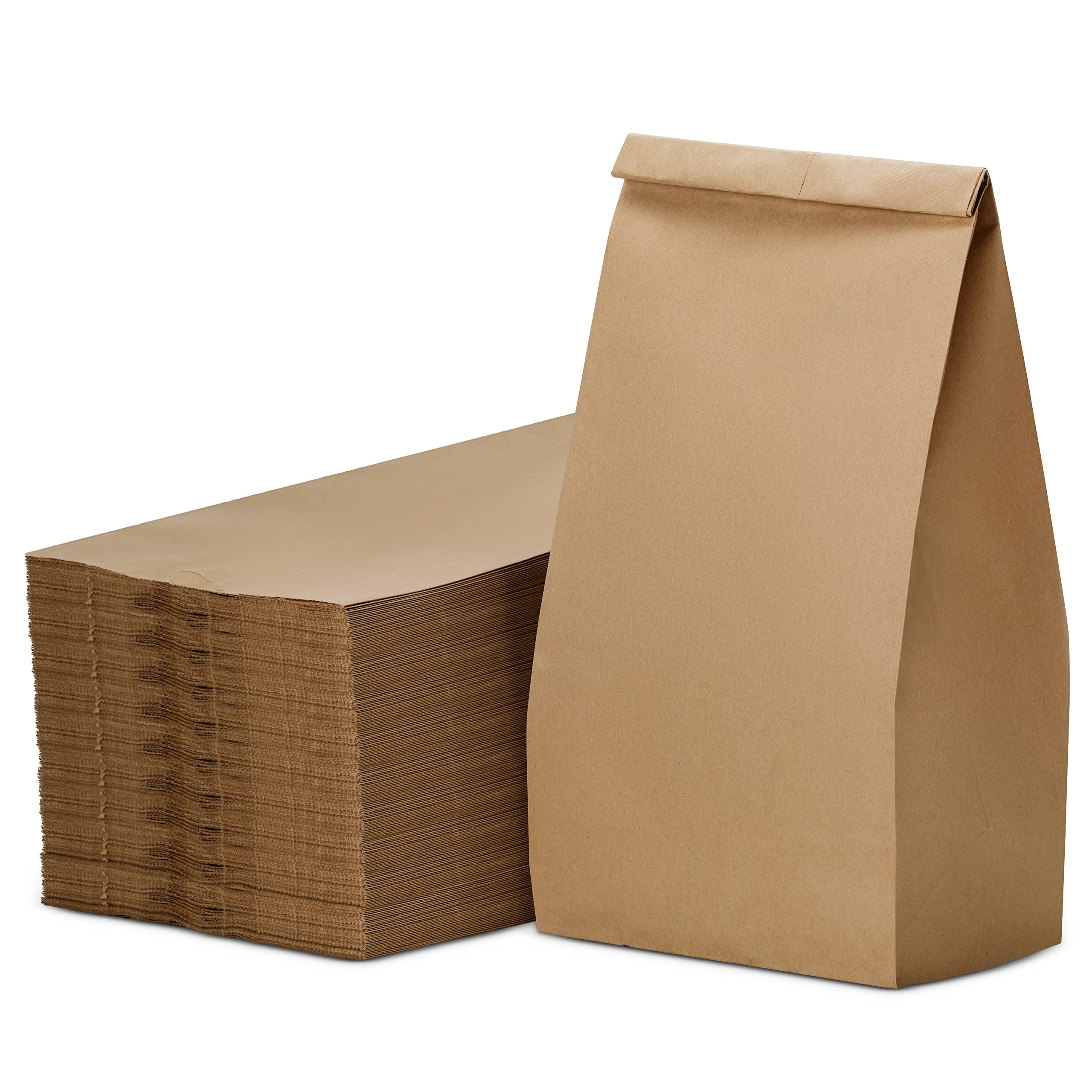 Durable Kraft Paper Bags 8 Lb - 500 Count Bulk Brown Paper Bags for Snacks, Lunch, Sandwich, Pastries, Popcorn, Grocery & Party Favors (6.1 x 4.25 x 12.3 Inches) - Perfect for Food Packaging, Takeout, Picnics & Retail Stores