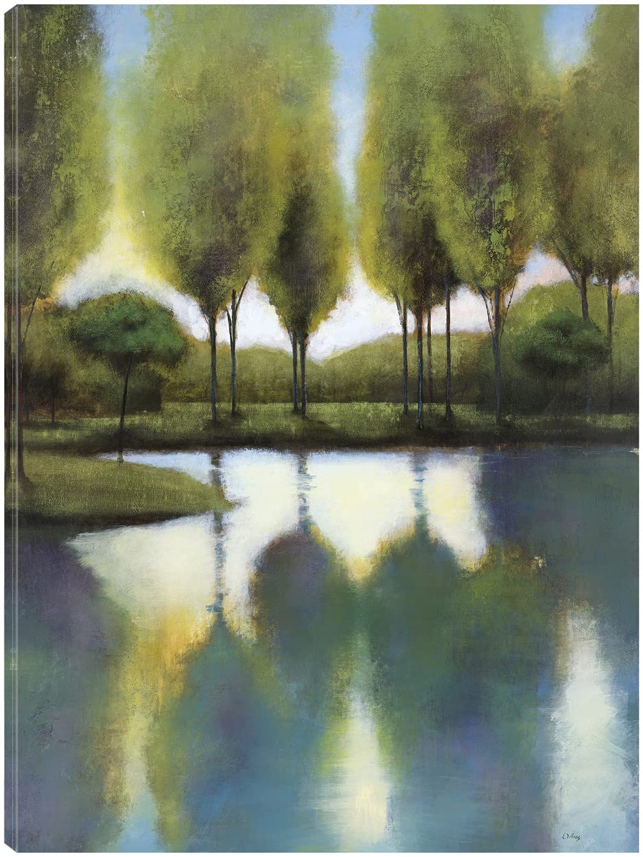 Fine Art Canvas Wall Decor - Trees in Reflection by Artist Williams - 32x43 Inches - Ready to Hang for Living Room, Bedroom, Office - Perfect for Home & Office Decor