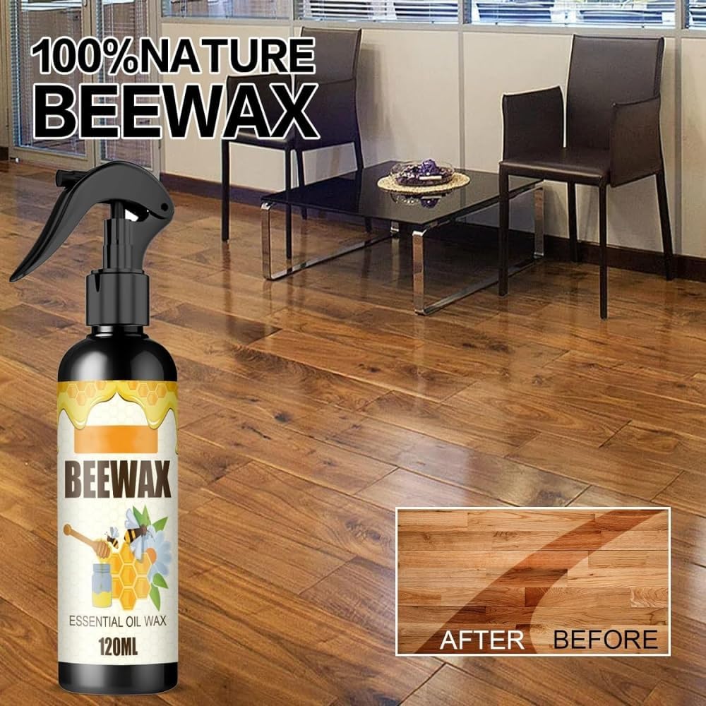 Premium Micro-Molecular Beeswax Spray - All-Natural Wood Polish & Cleaner for Furniture, Floors & Cabinets - Protective Shine & Dust Repellent (1 Pack) - Ideal for Home, Office & Antique Wood Care