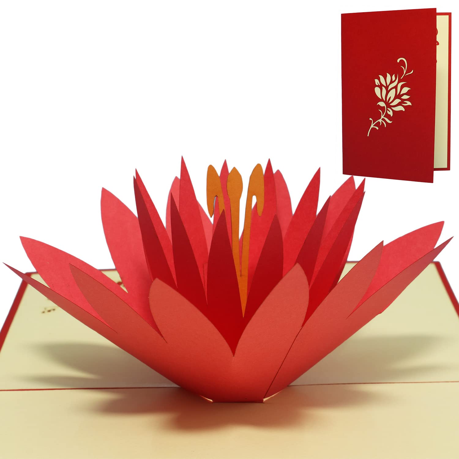 3D Pop Up Greeting Card - Water Lily Design for Birthday, Anniversary & Special Occasions | Handcrafted Gift Certificate with Elegant Floral Art | Perfect for Weddings, Thank You Notes & Romantic Surprises