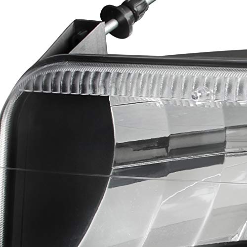 1992-1996 Ford F150 F250 F350 Bronco Black Clear Lens Headlights with Bumper & Corner Lamps - Complete Front Lighting Kit for Off-Road & Restoration Projects