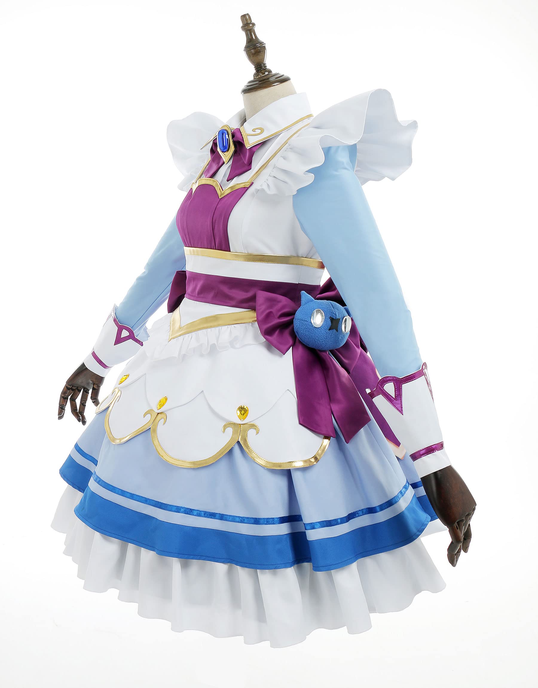 miccostumes Women's & Girls' Purple Bowknot Maid Costume Dress with Stockings & Long Sleeves - Halloween Cosplay, Anime Convention, Role Play Outfit