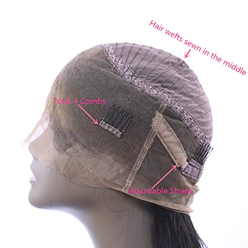 Enoya 360 Lace Front Wigs Human Hair - Pre Plucked Brazilian Remy Hair with 200% Density, 16