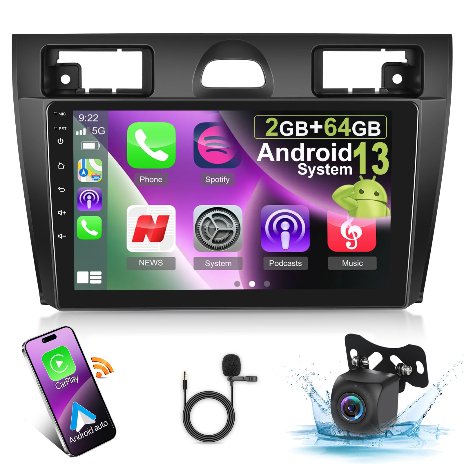 2G+64G Android 13 Car Stereo for Ford Fiesta Mk5 2002-2008 - 7