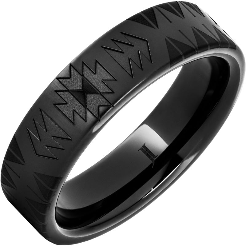 Navajo Pattern Black Diamond Ceramic Ring for Women - Southwest Style Jewelry for Everyday Wear & Special Occasions
