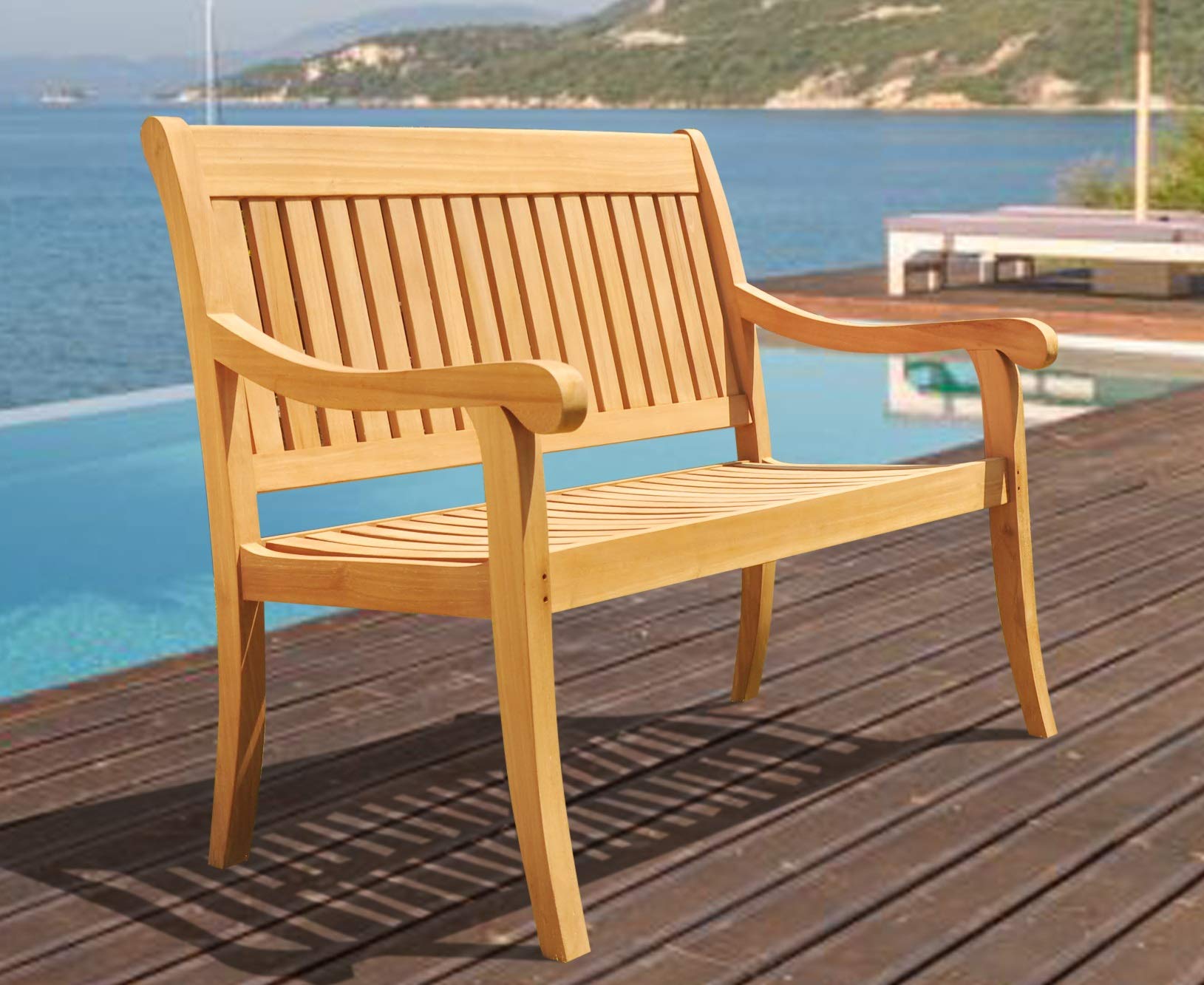Premium 4FT Teak Wood Garden Bench - Marvel Grade A Outdoor Patio Furniture for Relaxing in Backyard, Deck or Poolside