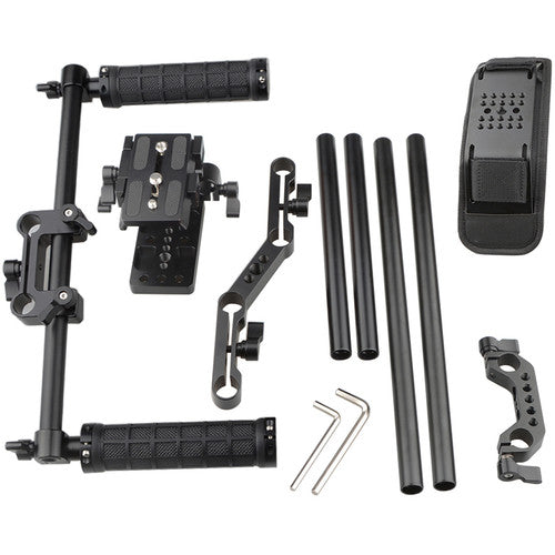 CAMVATE Shoulder Mount Rig with Manfrotto QR Plate & 15mm Rod System - Professional DSLR Camera Stabilizer for Videography, Filmmaking & Live Streaming