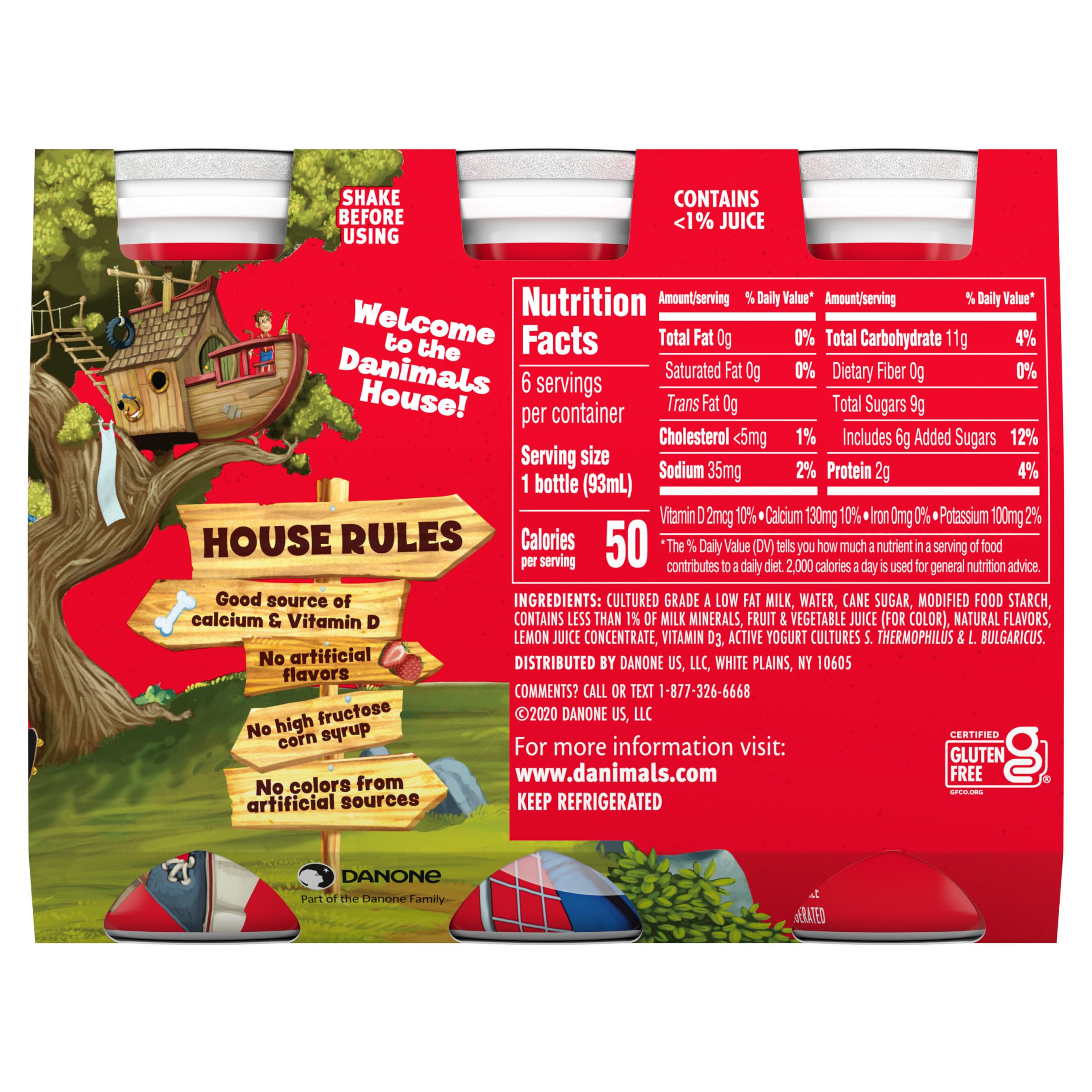 Danimals Strawberry Explosion Smoothie Drink - 6 Pack (3.1 oz Bottles) | Healthy Kids Snack | Perfect for Lunchboxes, After-School Treats & On-the-Go Nutrition