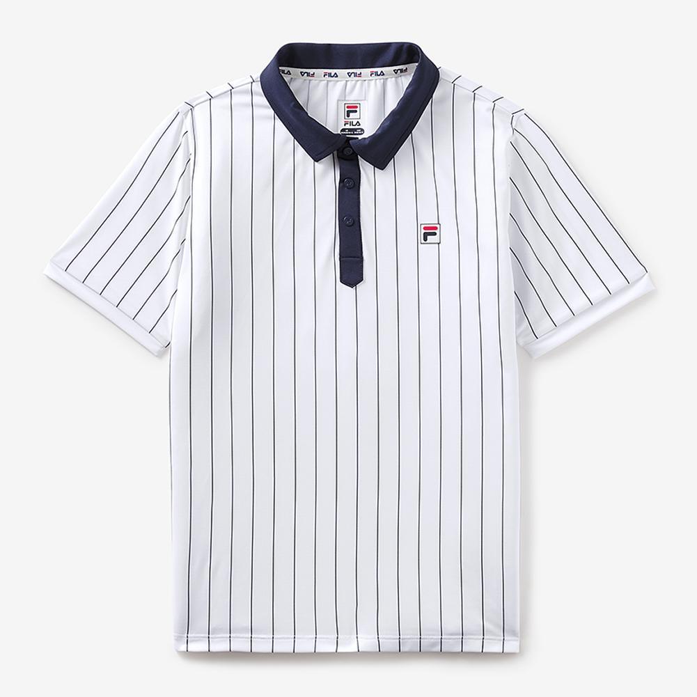 FILA Boys' Performance Iconic BB1 Tennis Polo Shirt - White & Navy Blue - Breathable & Moisture-Wicking for Tennis, Golf & Casual Wear